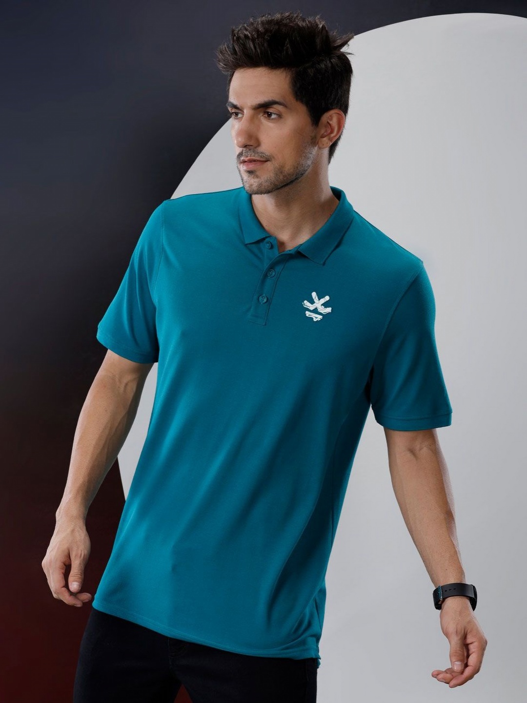 

WROGN Men Solid Polo Collar Pure Cotton T-shirt, Blue