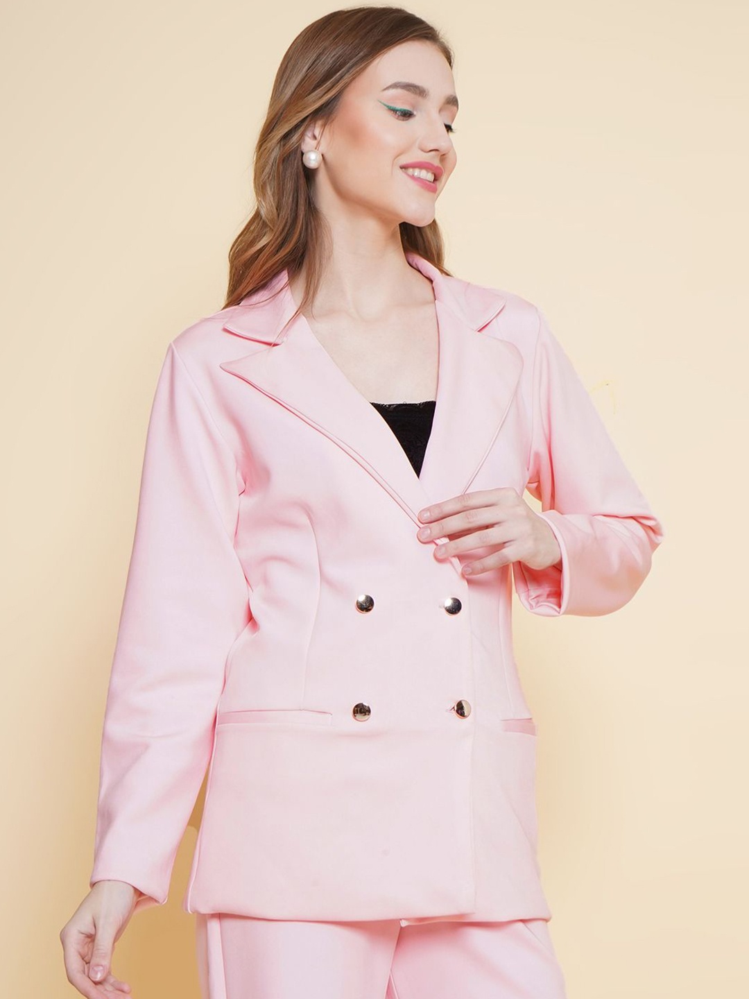 

BAESD Slim-Fit Double Breasted Blazer, Pink