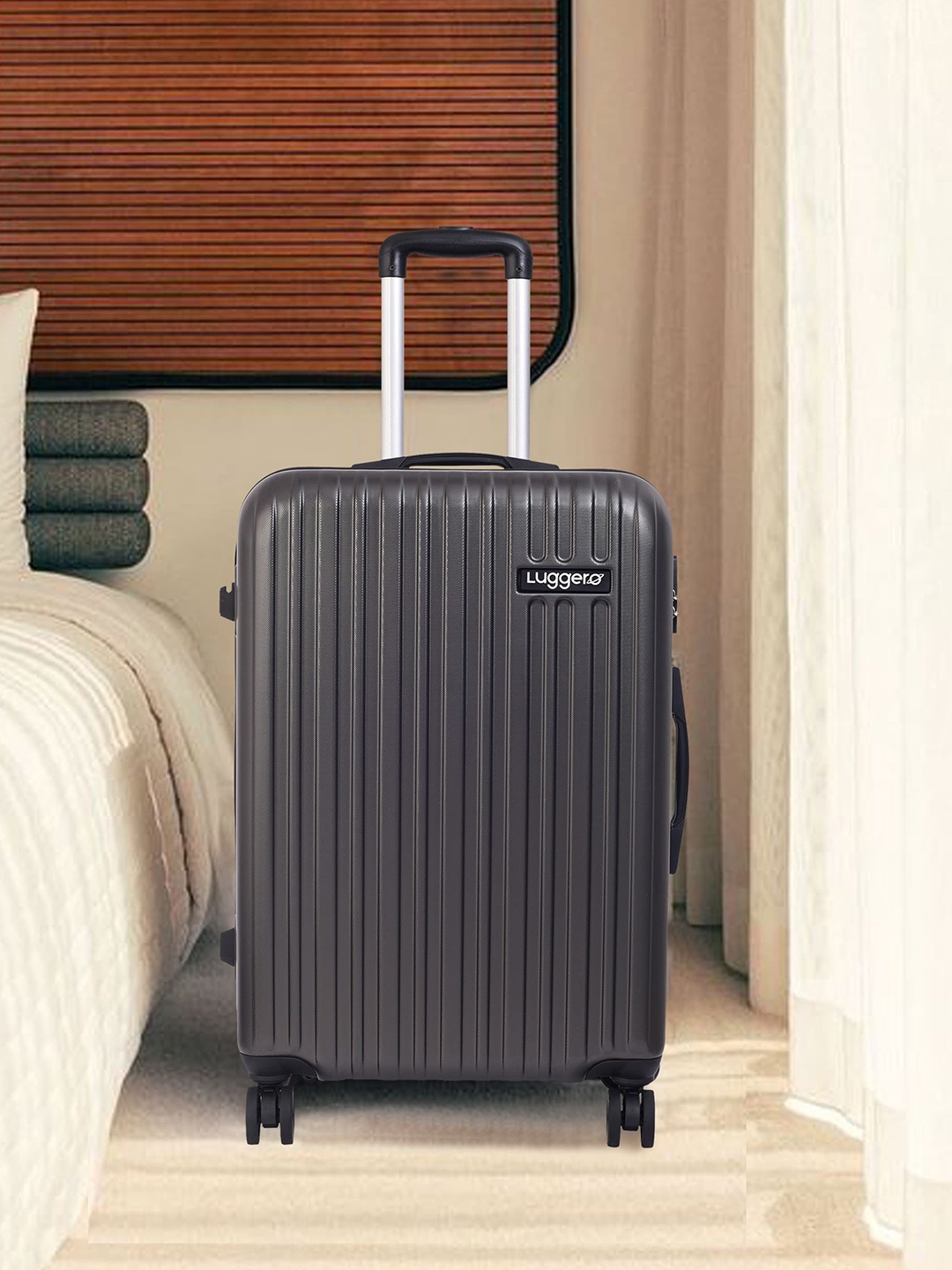 

Luggero Textured Hard-Sided Cabin Trolley Bag, Grey