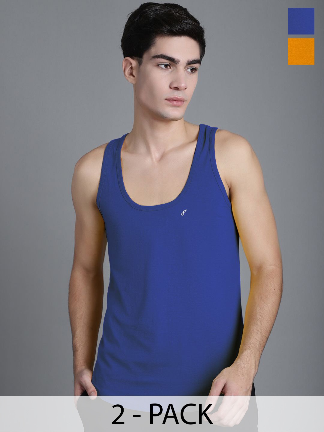 

FBAR Pack Of 2 Cotton Anti-Bacterial Innerwear Vest FBC-05-26, Blue