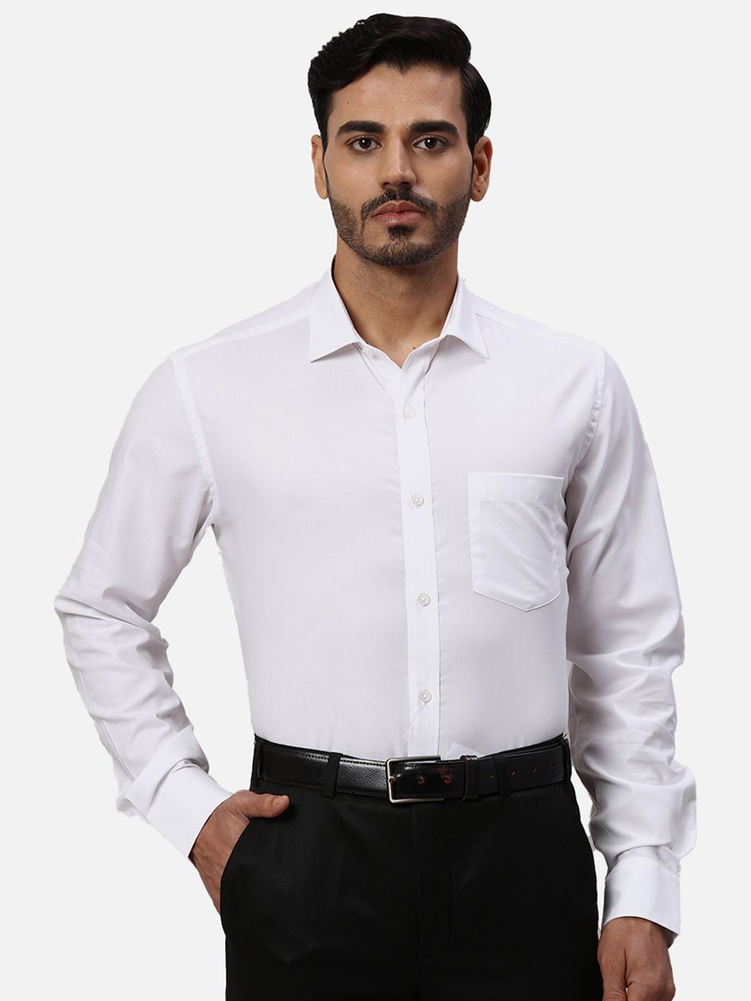 

Park Avenue Men Spread Collar Solid Cotton Formal Shirt, White