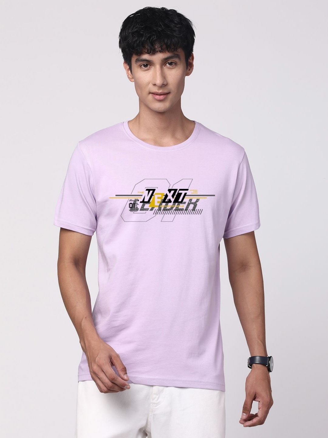 

ADRO Men Graphic Printed Round Neck Cotton T-shirt, Purple