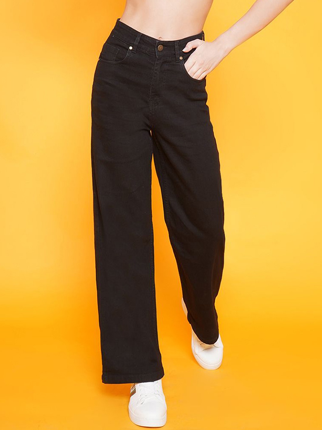 

BAESD Women Straight Fit No Fade Clean Look Jeans, Black