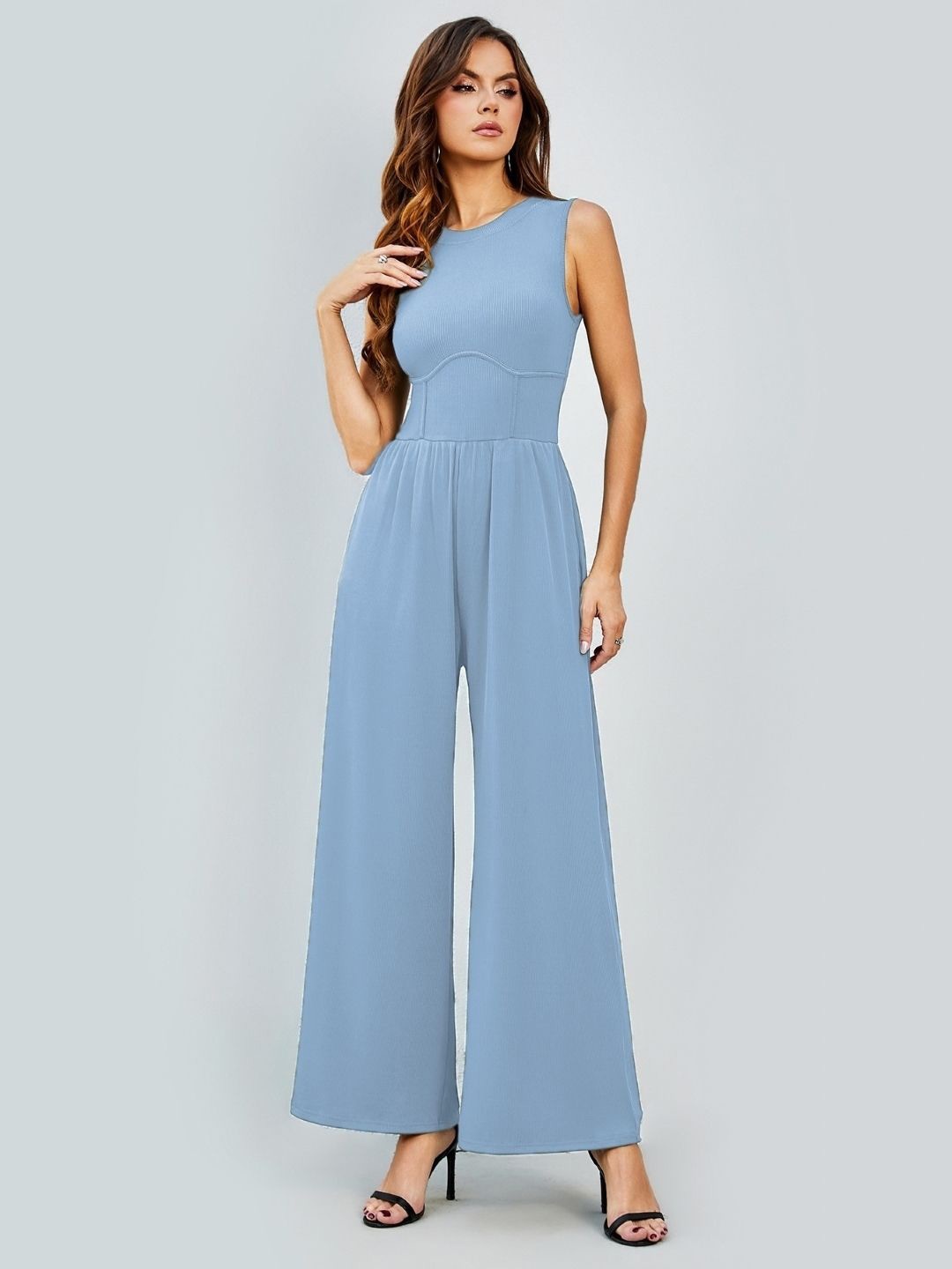 

KPOP Women Basic Jumpsuit, Blue