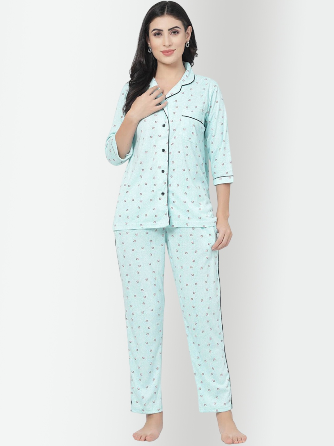 

SHYAM SONS FLAIR Women Printed Night suit, Blue