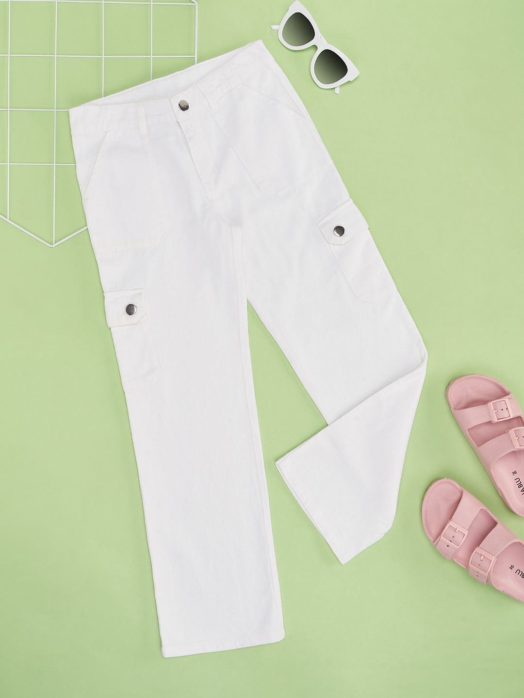 

Pantaloons Junior Girls Mid-Rise Trouser, Cream
