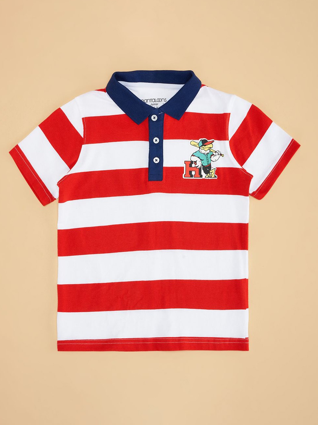 

Pantaloons Junior Boys Striped Polo Collar Cotton T-shirt, Red