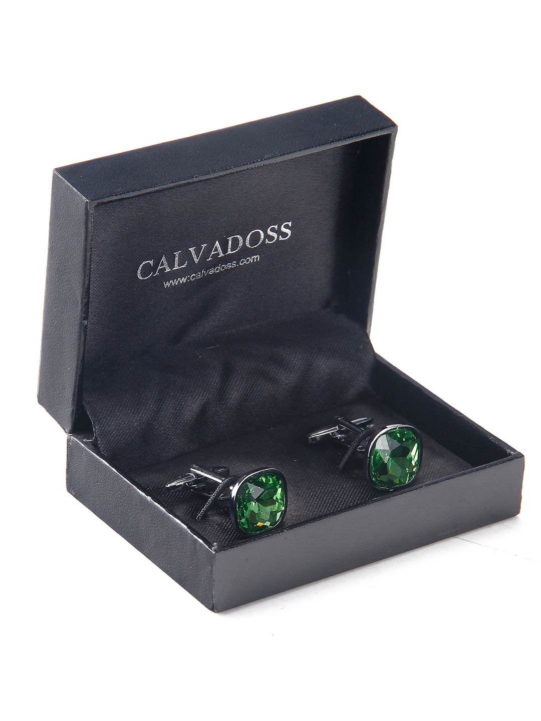 

Calvadoss Square Silver-Plated Cufflink, Green