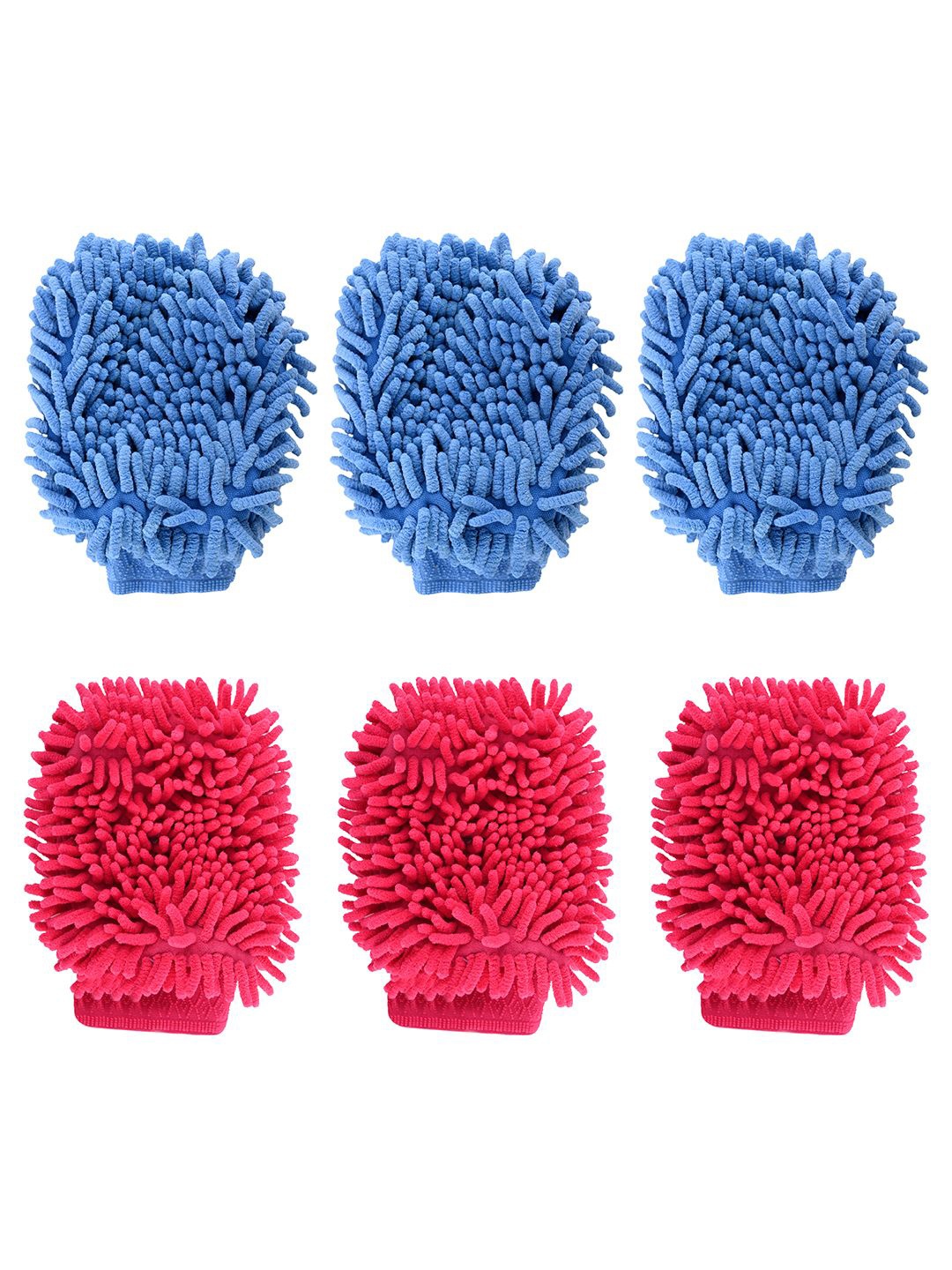 

Kuber Industries Blue & Pink 6 Pieces 100 GSM Double-Sided Cleaning Kitchen Gloves