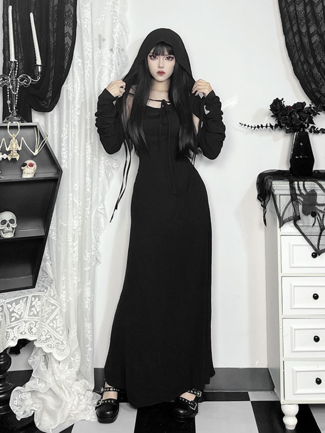 

KPOP Solid Maxi Dress, Black