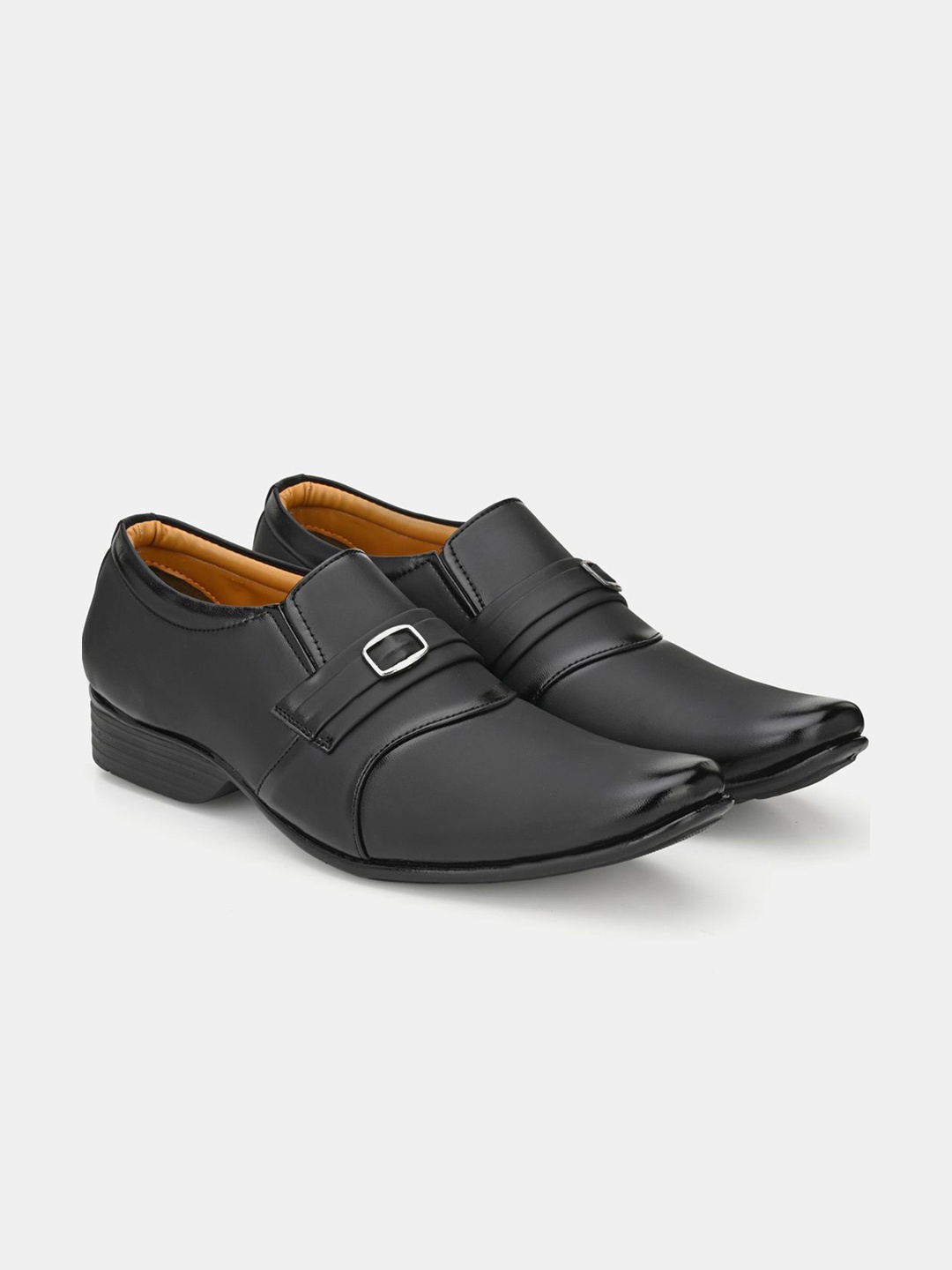 

LeatherKraft Men Solid Formal Slip-On Shoes, Black