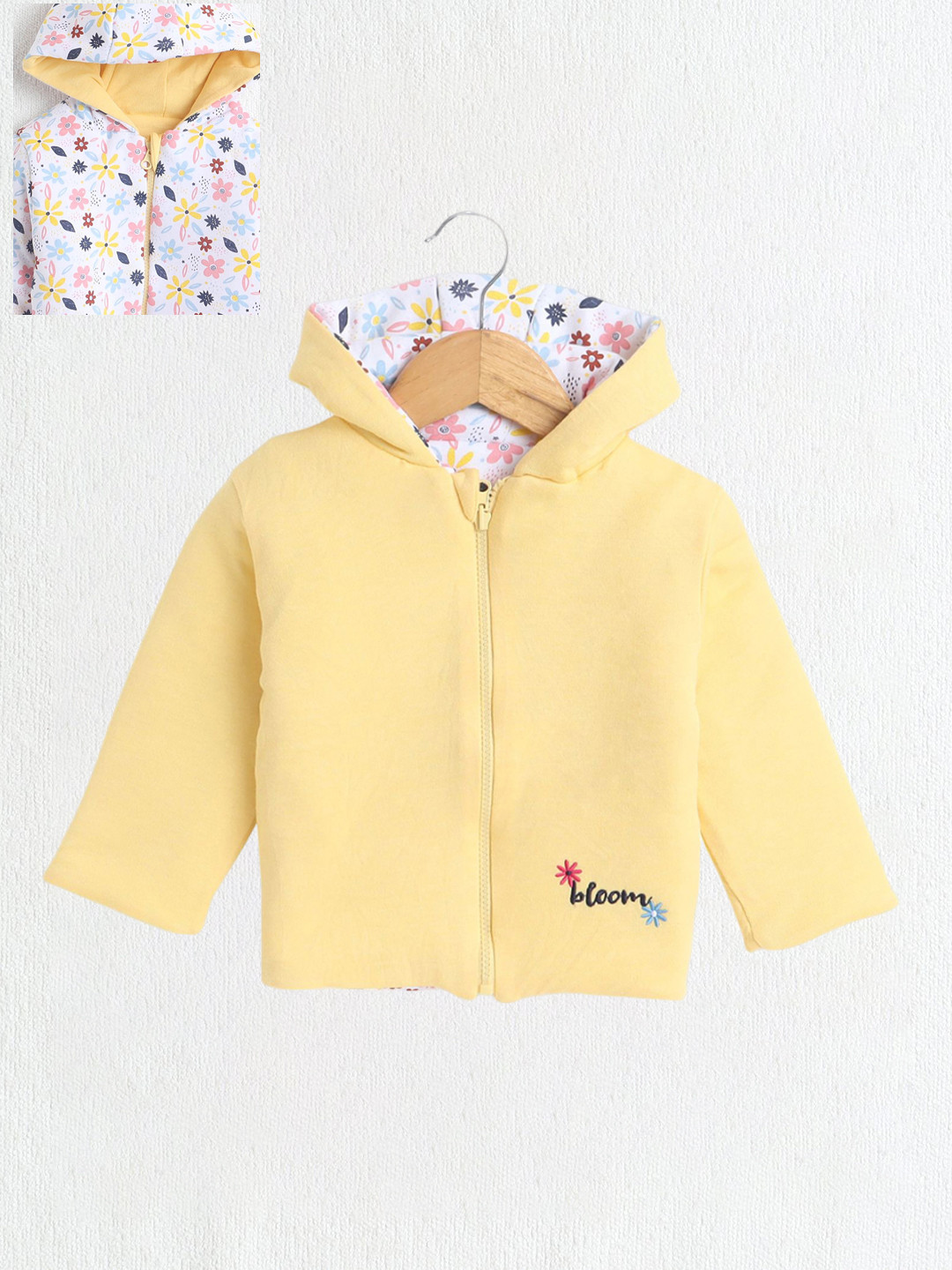 

BUMZEE Girls Reversible Conversational Printed Padded Jacket, Yellow