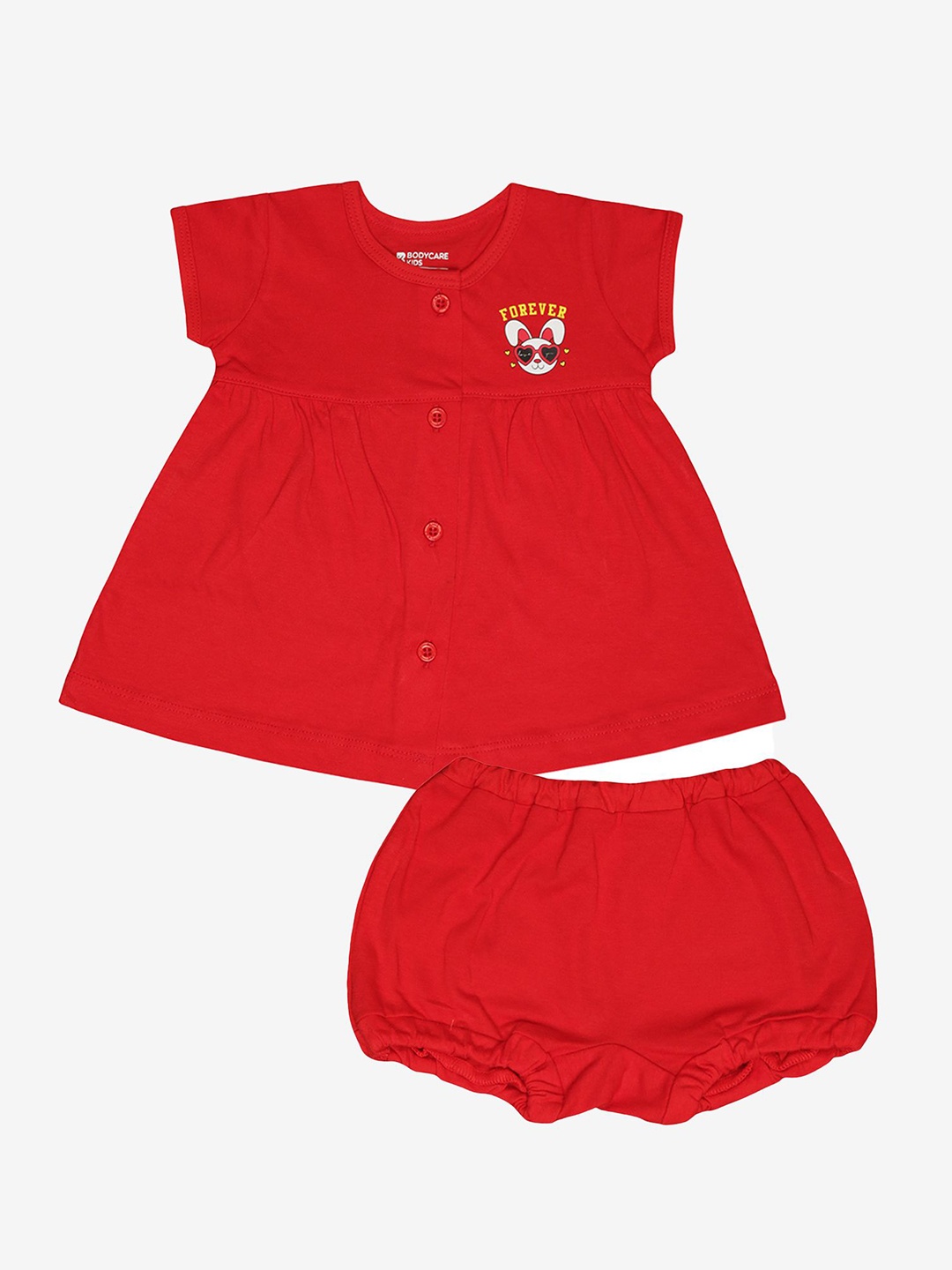 

Bodycare Kids Girls Printed Top with Shorts, Red