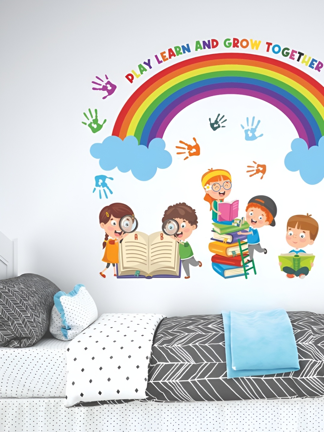 

CVANU Blue & Yellow Printed Wall Sticker