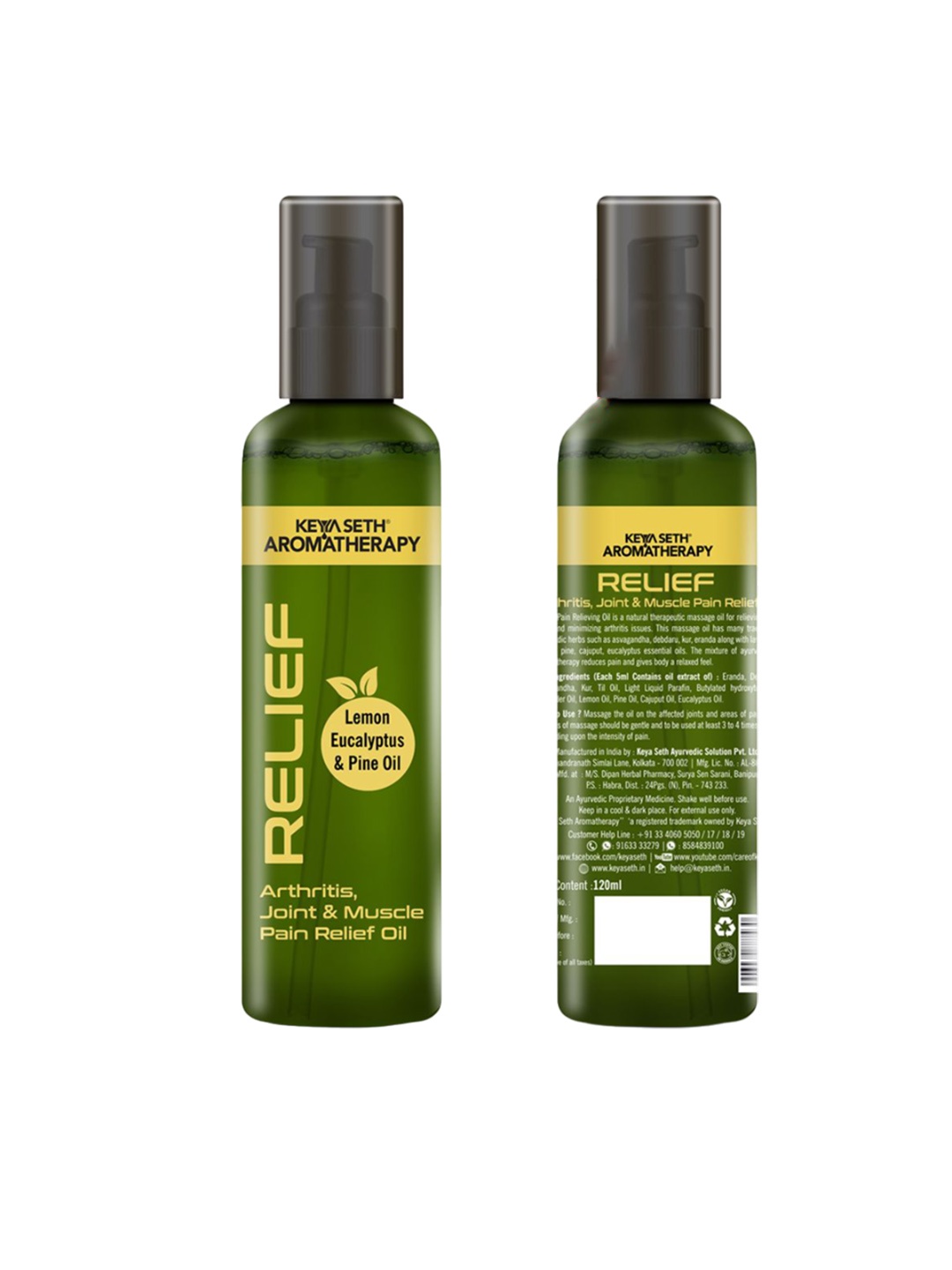 

KEYA SETH Aromatherapy Relief Arthritis Joint & Muscle Pain Oil-120ml, Transparent