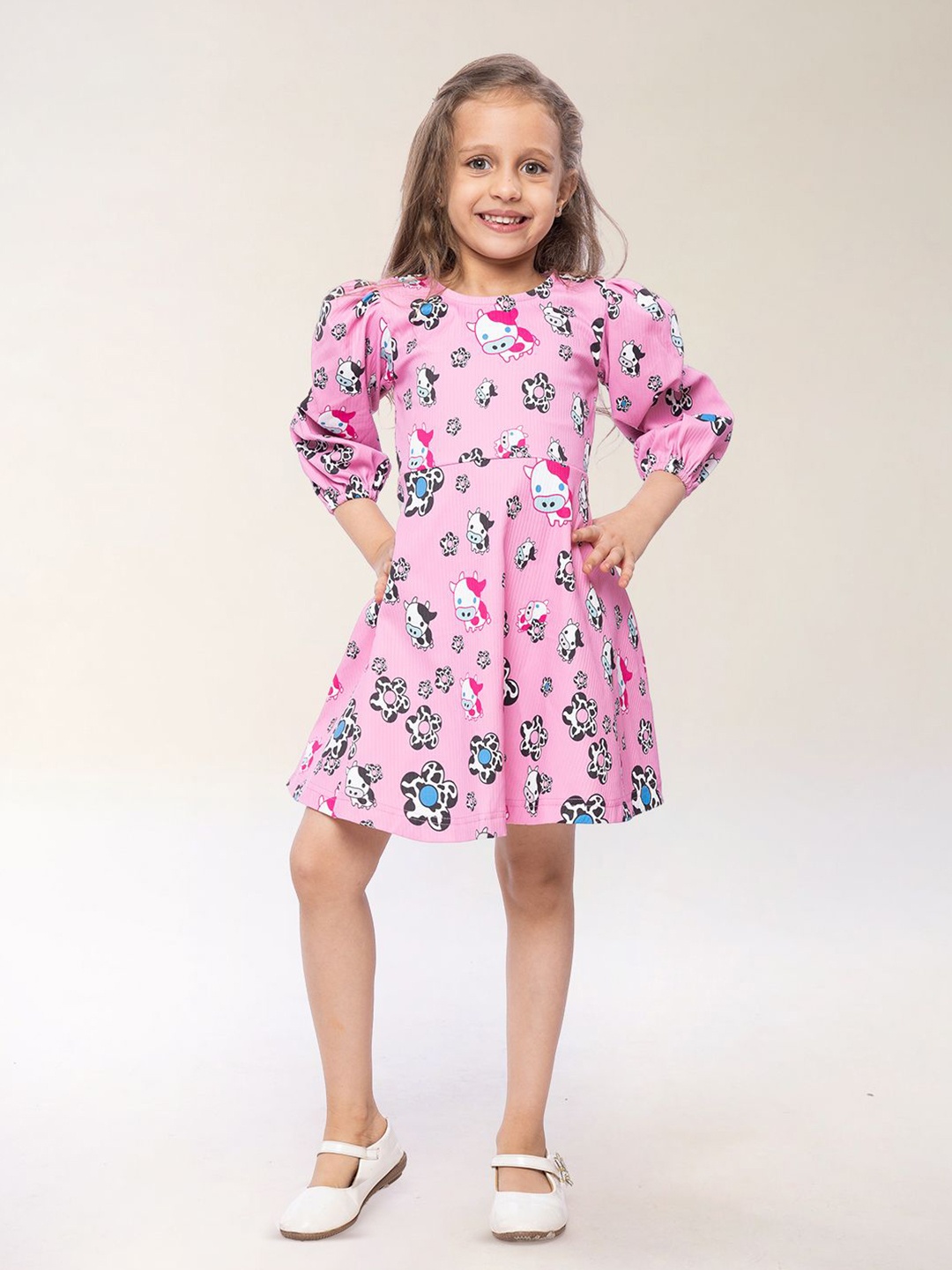 

BAESD Girls Floral Print Fit & Flare Dress, Pink