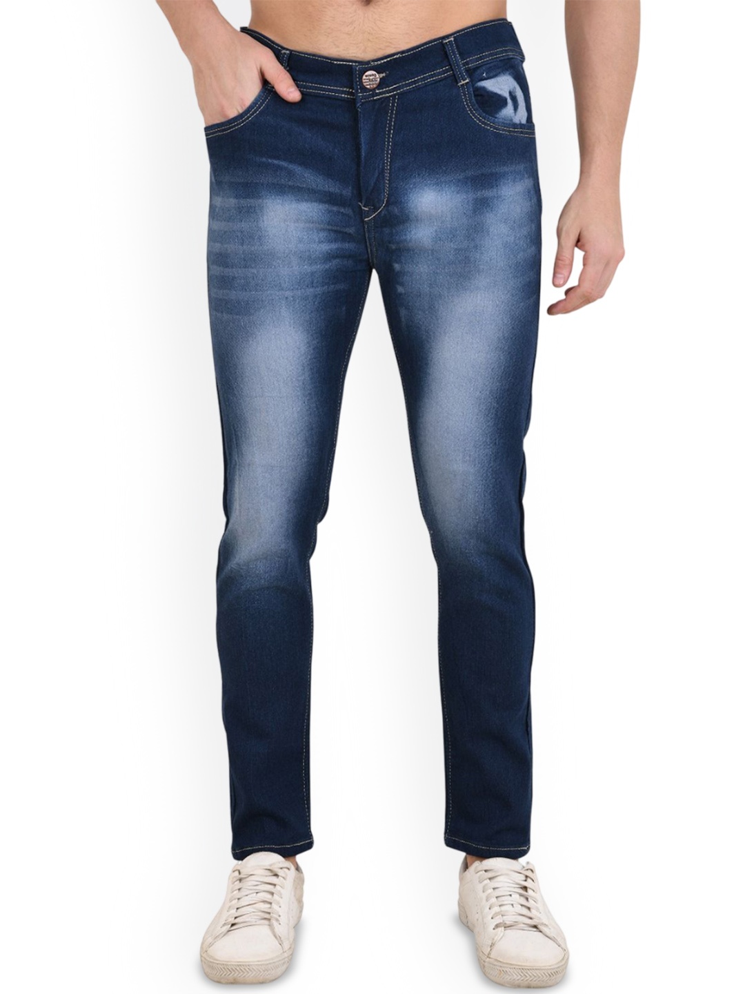 

LINARIA Men Classic Slim Fit Heavy Fade Mid-Rise Jeans, Blue