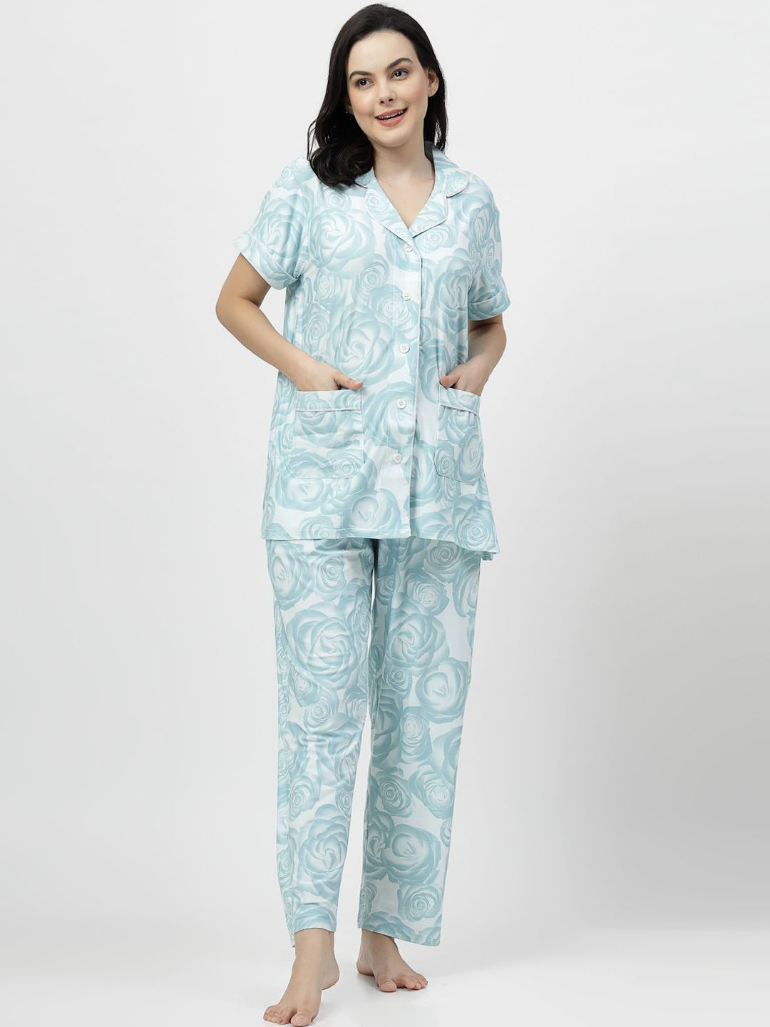 

SHYAM SONS FLAIR Women Floral Printed Night suit, Green