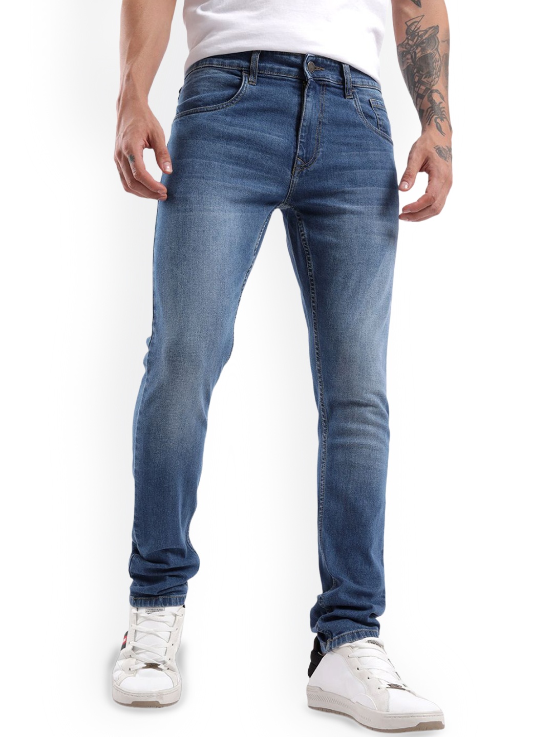 

WROGN Men Mid-Rise Slim Fit Light Fade Jeans, Blue