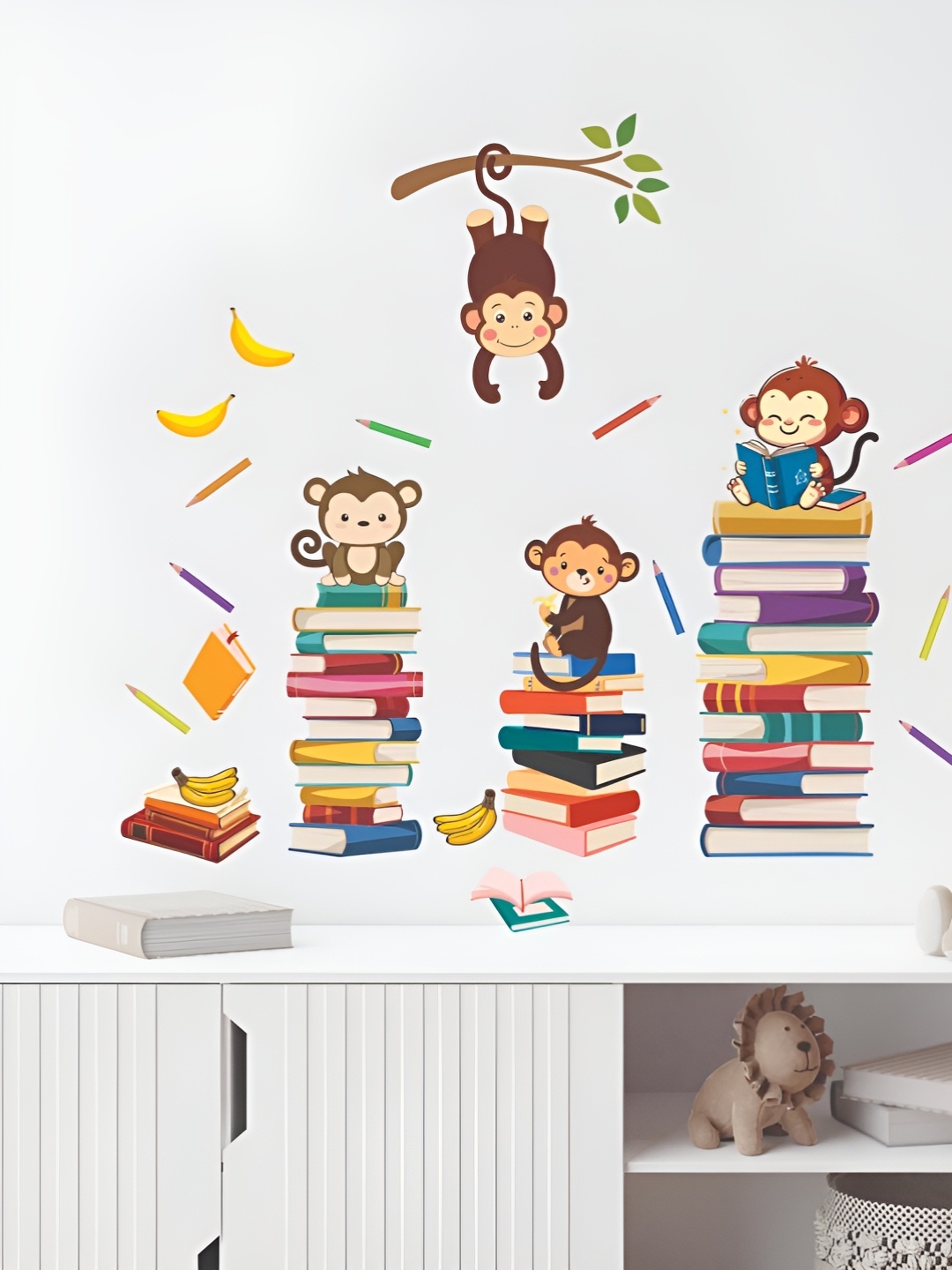 

CVANU Brown & Yellow Printed Self-Adhesive Wall Sticker