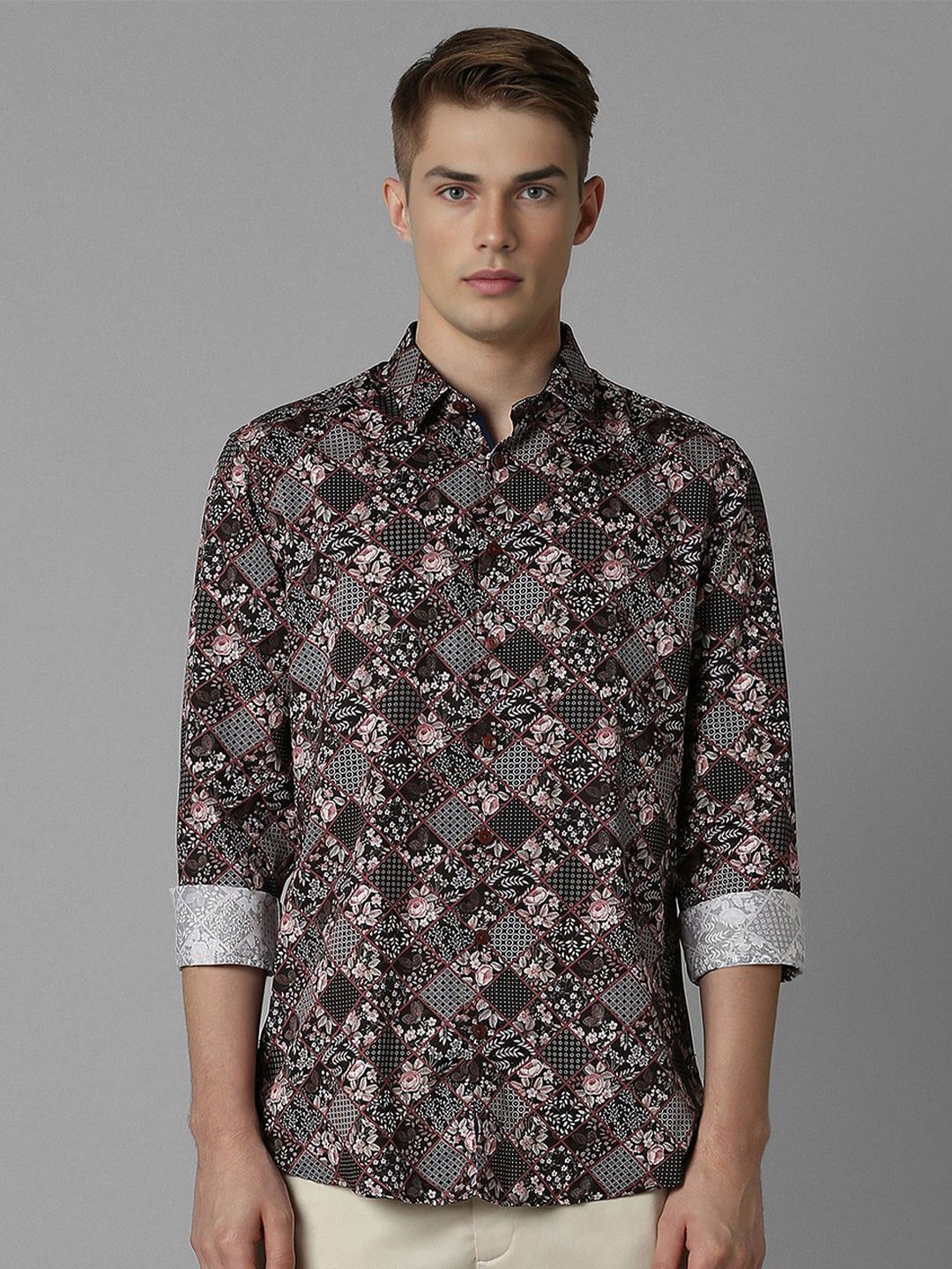 

Louis Philippe Sport Men Spread Collar Floral Printed Cotton Slim Fit Casual Shirt, Multi