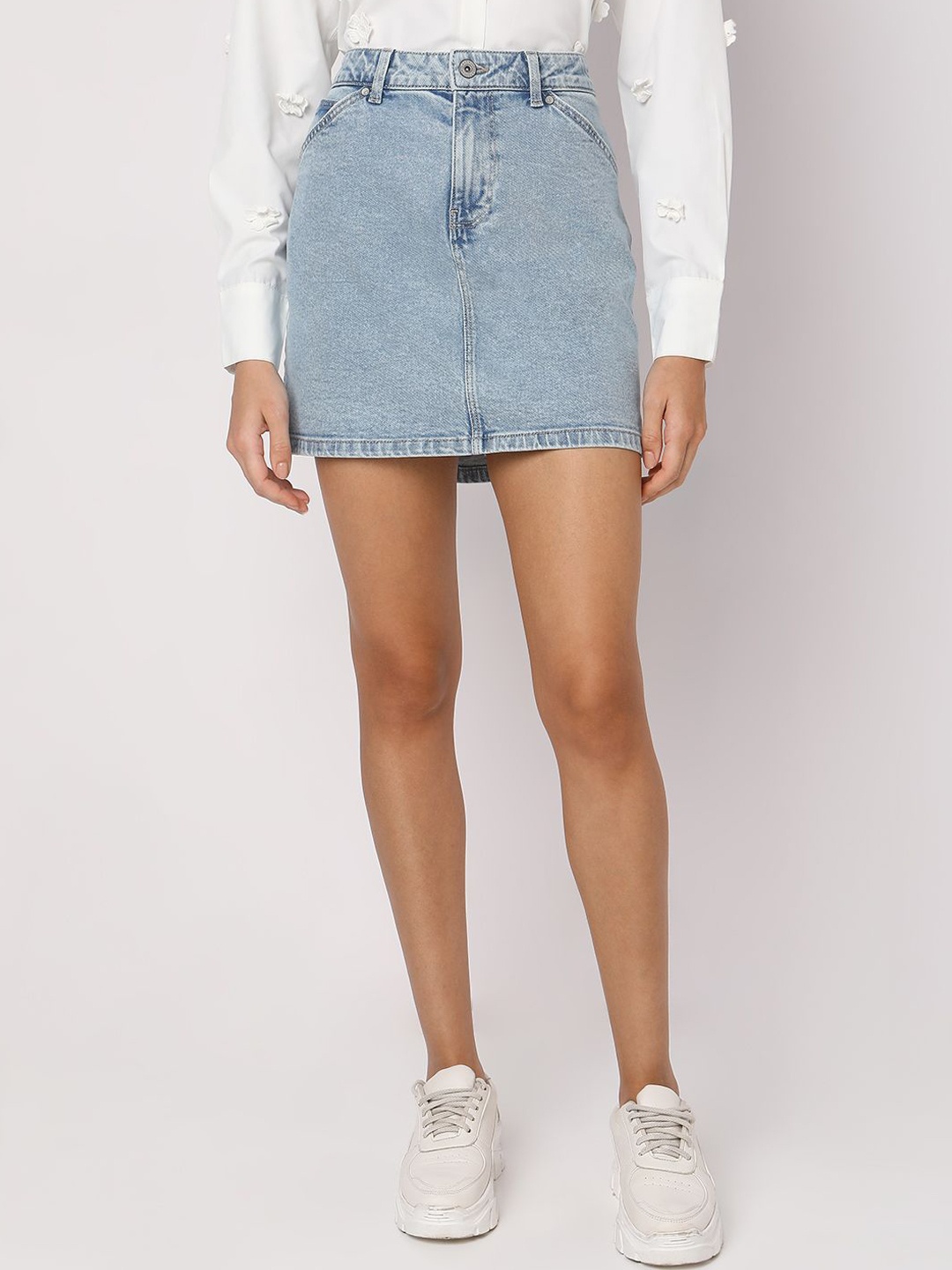 

Vero Moda Women Solid Straight Mini Denim Skirt, Blue