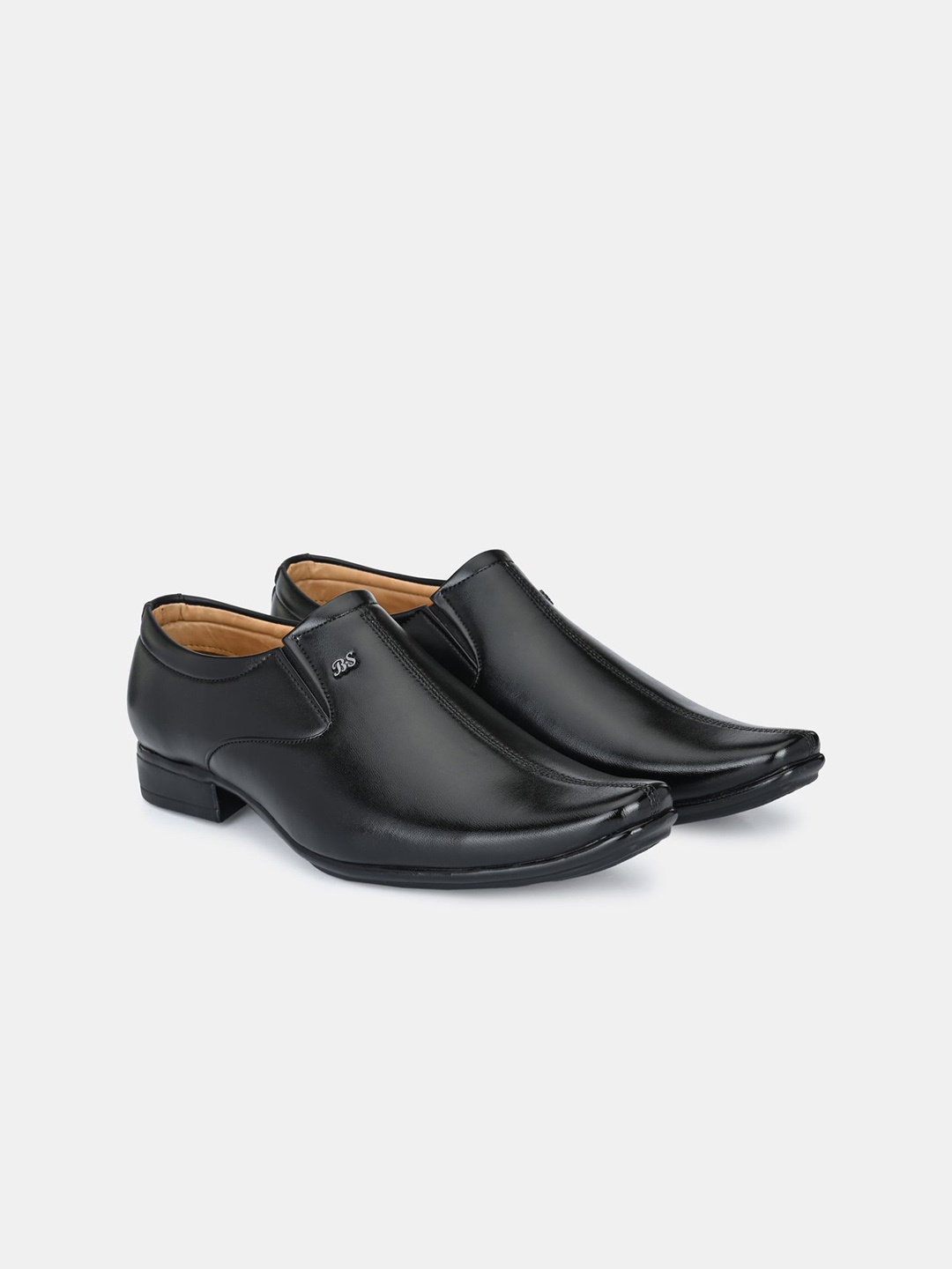 

LeatherKraft Men Formal Slip-On Shoes, Black