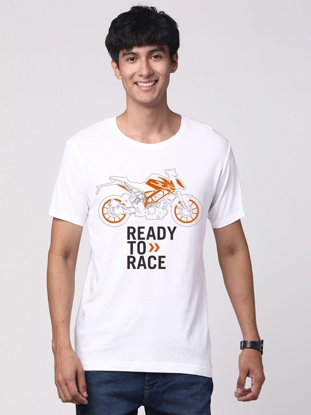 

ADRO Men Graphic Printed Round Neck Cotton T-shirt, White
