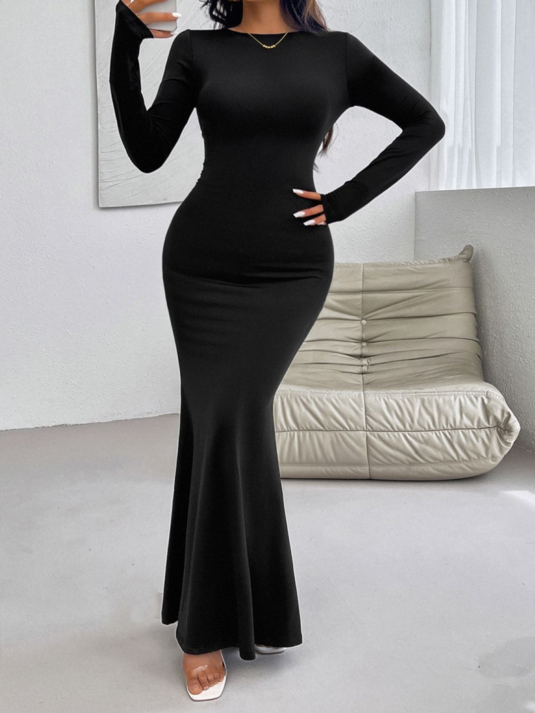 

KPOP Women Bodycon Maxi Dress, Black