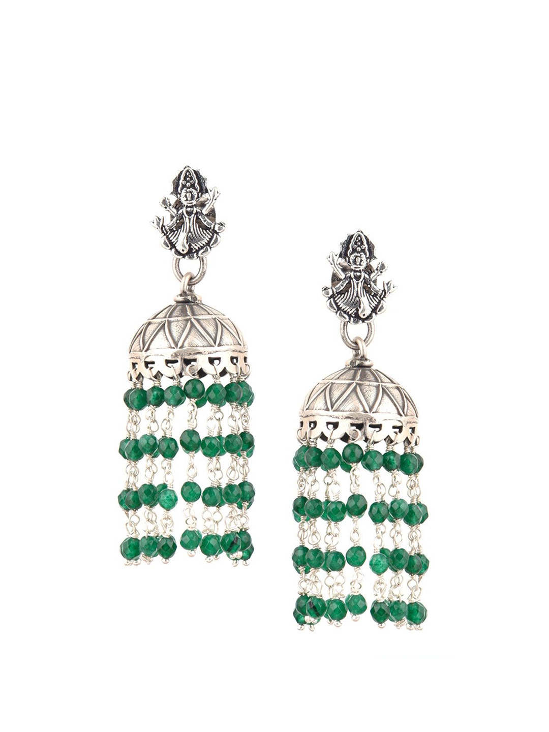 

Indianshelf 92.5 Sterling Silver Dome Shaped Beaded Jhumkas