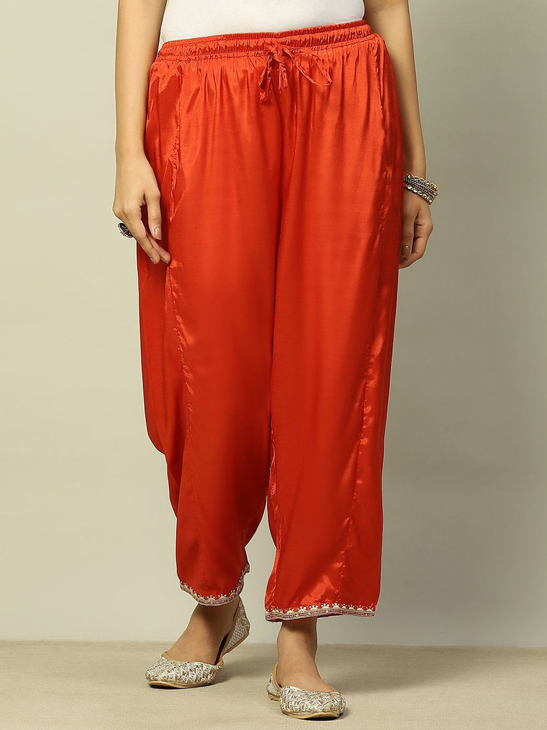 

Rangriti Women Knitted Ethnic Palazzos, Orange
