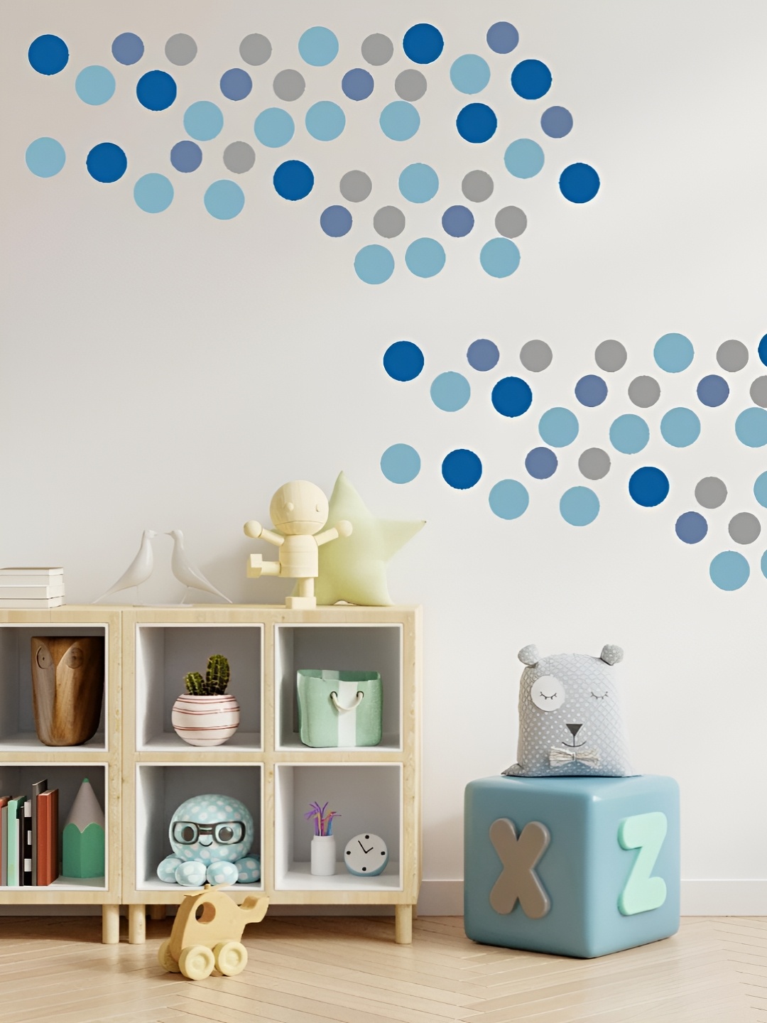 

CVANU 104Pcs Blue & Grey Self-Adhesive Wall Sticker