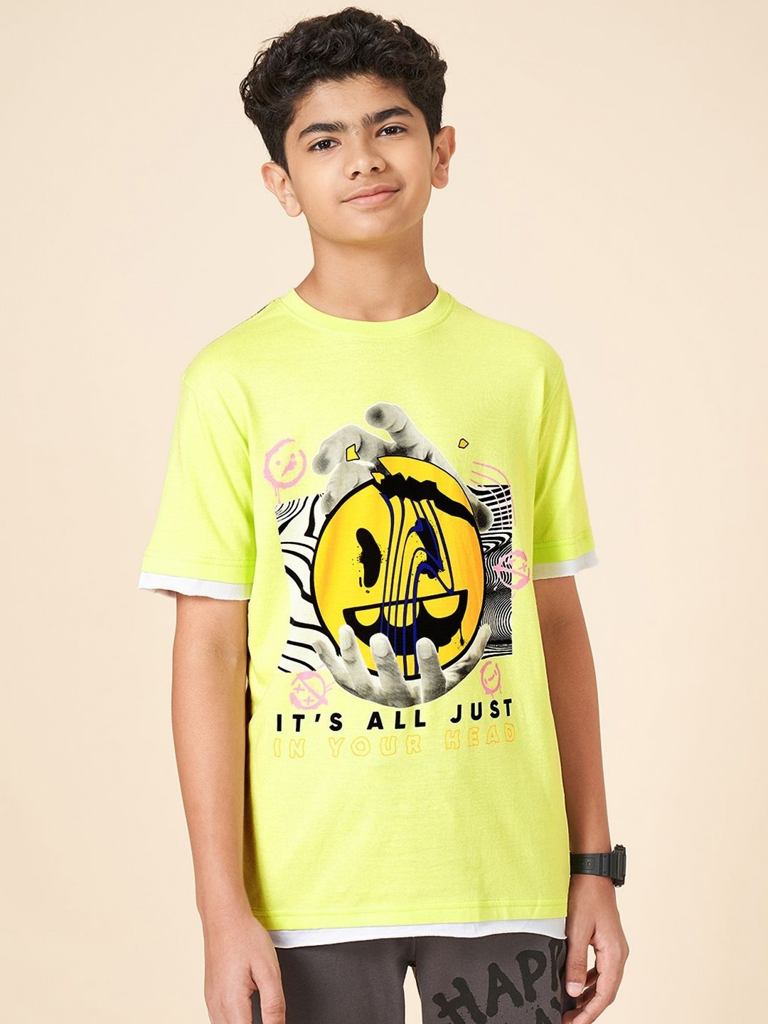 

Coolsters by Pantaloons Boys Typography Printed Round Neck Cotton T-shirt, Green