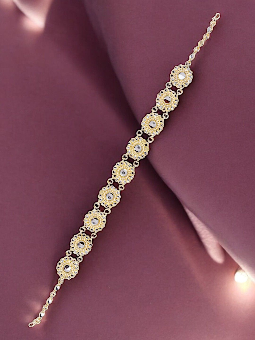 

9blings Gold-Plated Kundan Studded Matha Patti Head Jewellery