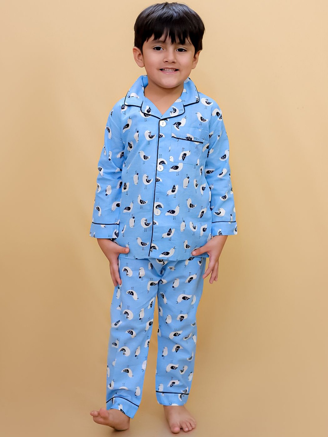 

Biglilpeople Unisex Kids Full Sleeves Printed Night suit, Blue