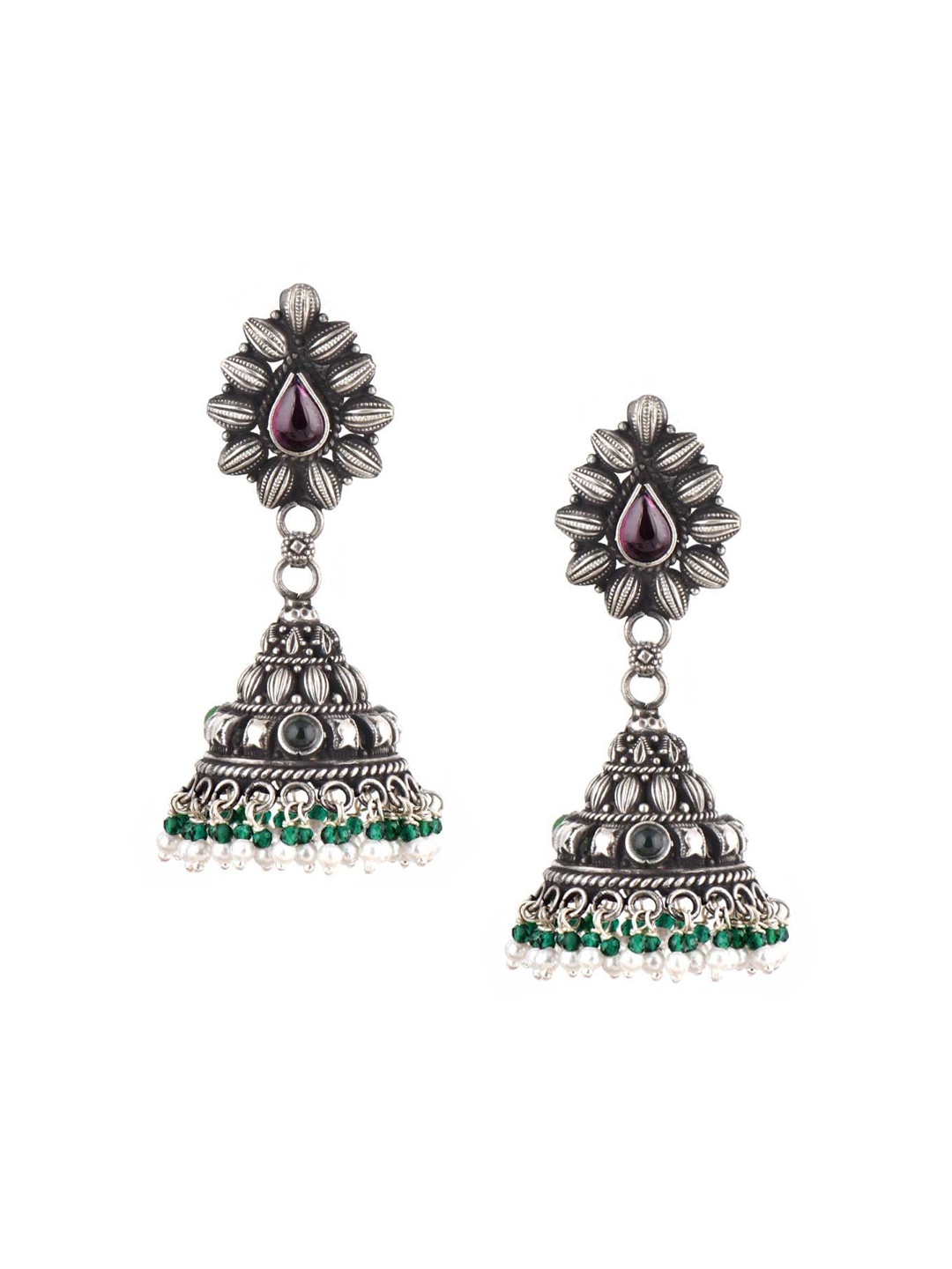 

Indianshelf 92.5 Sterling Silver Dome Shaped Jhumkas