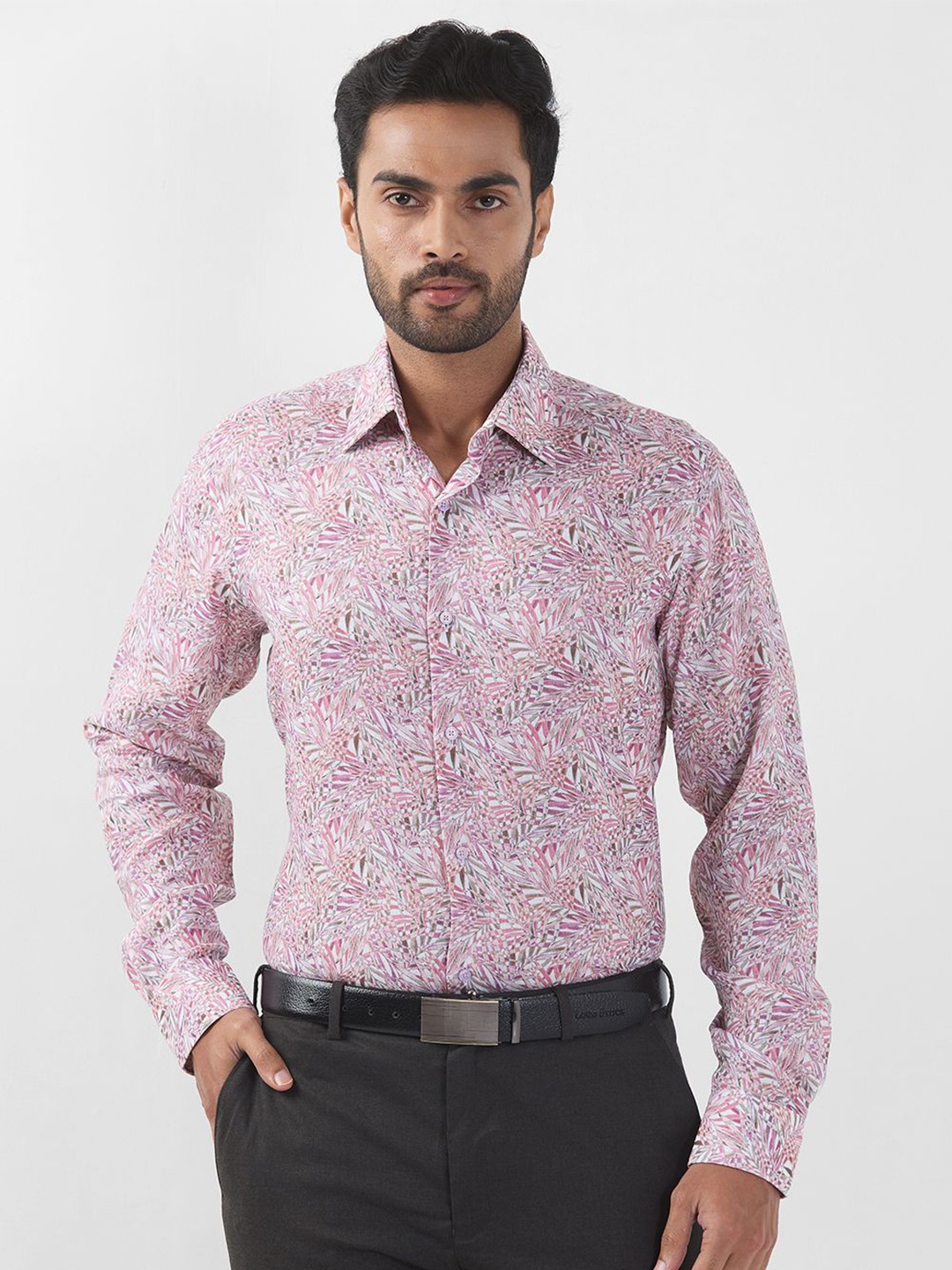 

Raymond Men Floral Printed Formal Shirt, Pink