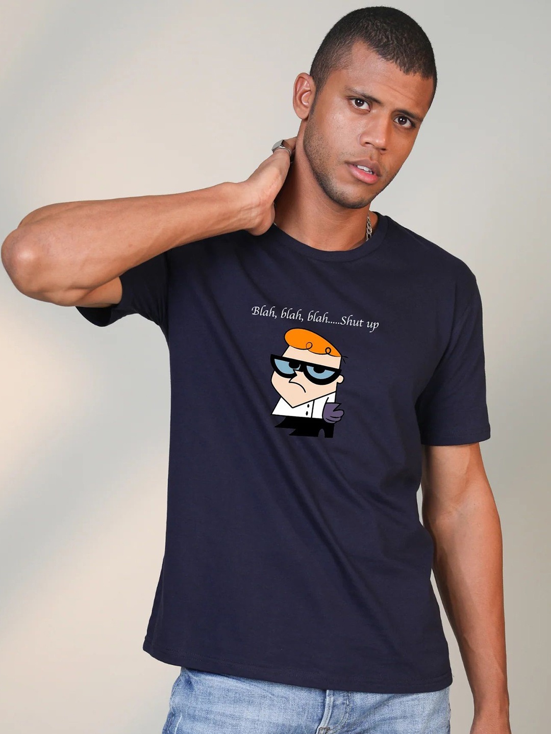 

BOTNIA Unisex Graphic Printed T-shirt, Navy blue