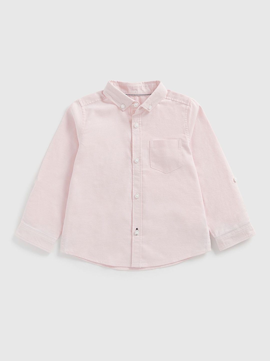 

mothercare Boys Spread Collar Solid Cotton Casual Shirt, Pink
