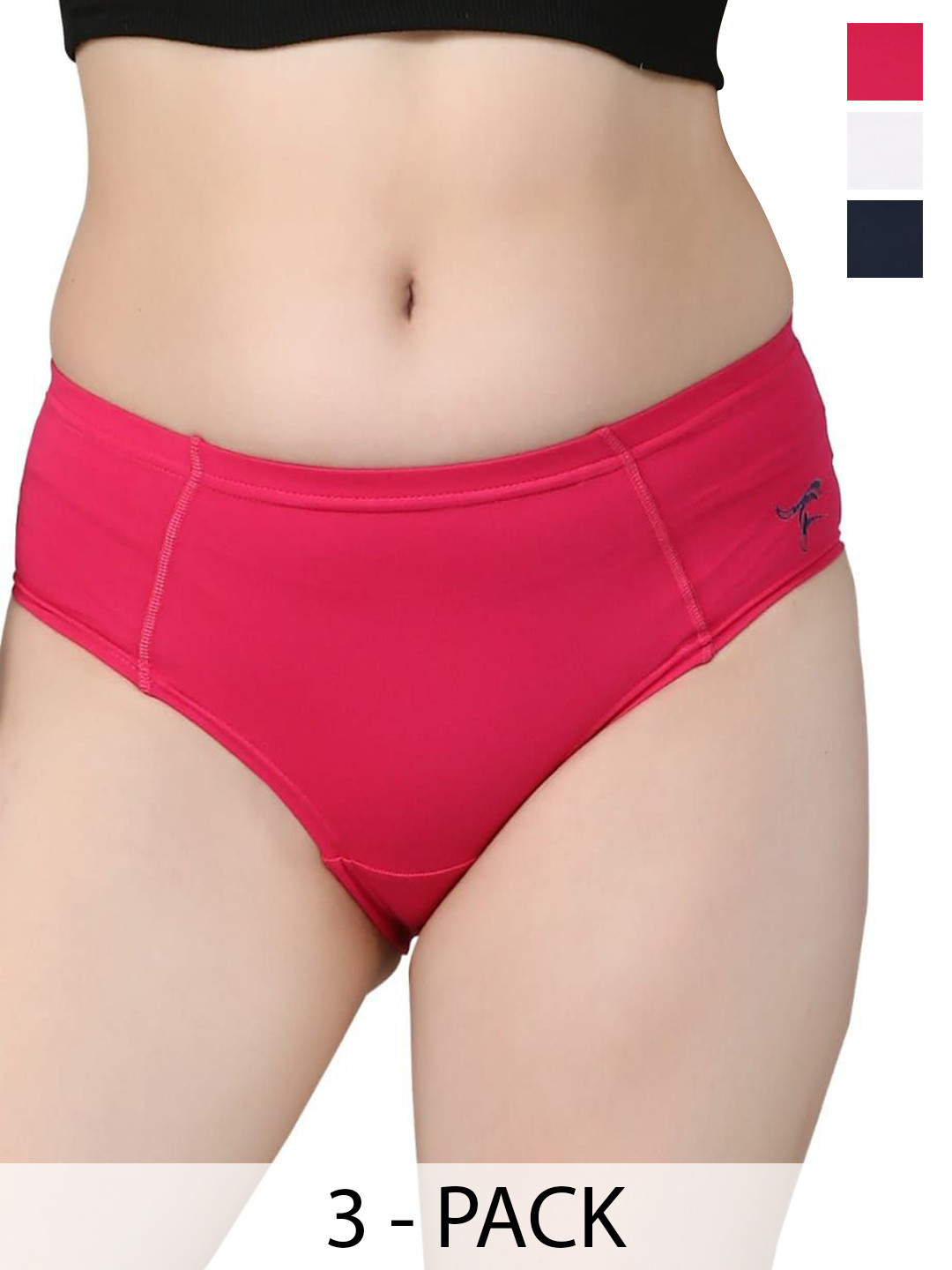 

Foxy Women Pack Of 3 Assorted Seamless Hipster Briefs, Black