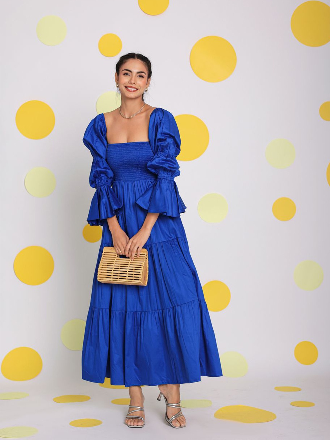 

KAORI BY SHREYA AGARWAL Women Off-Shoulder Maxi Dress, Blue