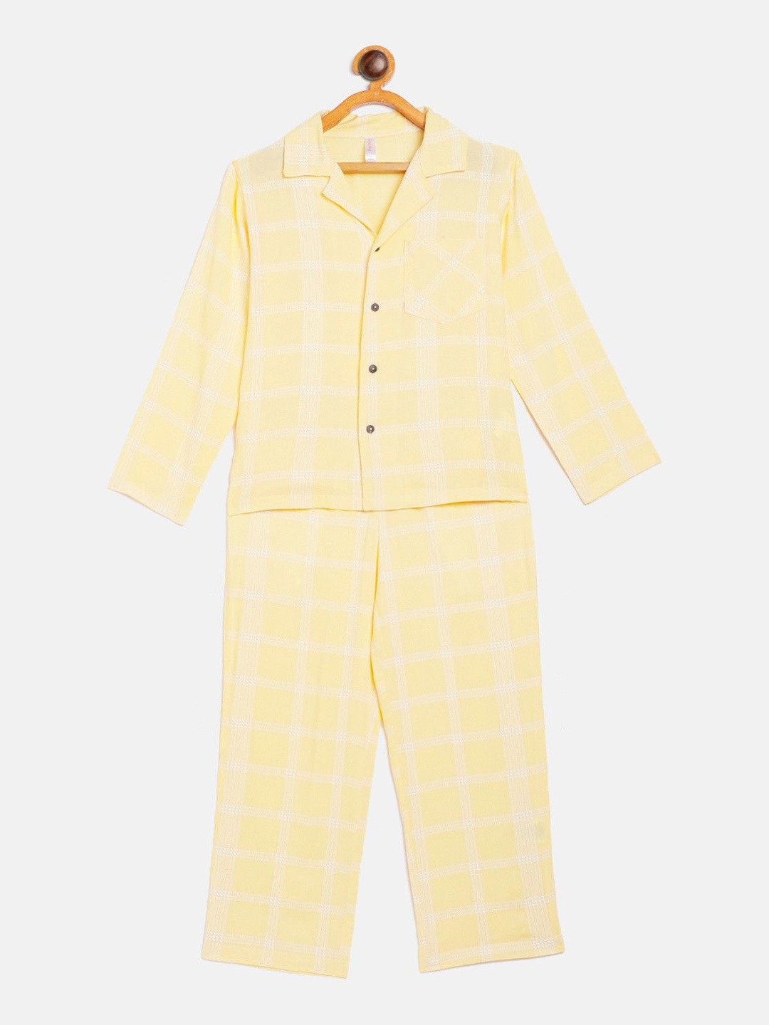 

Stylo Bug Kids Pure Cotton Checked Night suit, Yellow