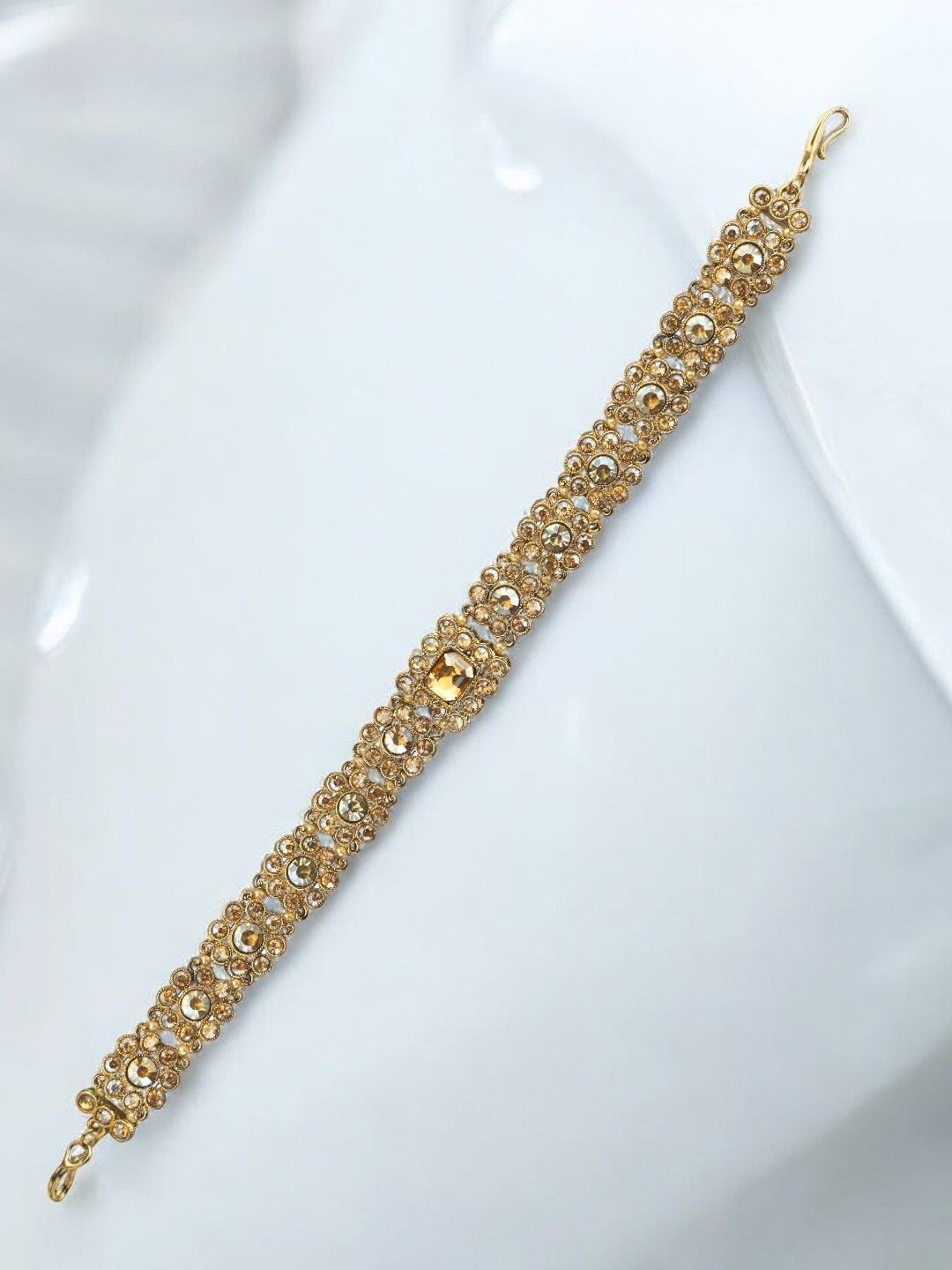 

9blings Gold-Plated Stones Studded Matha Patti