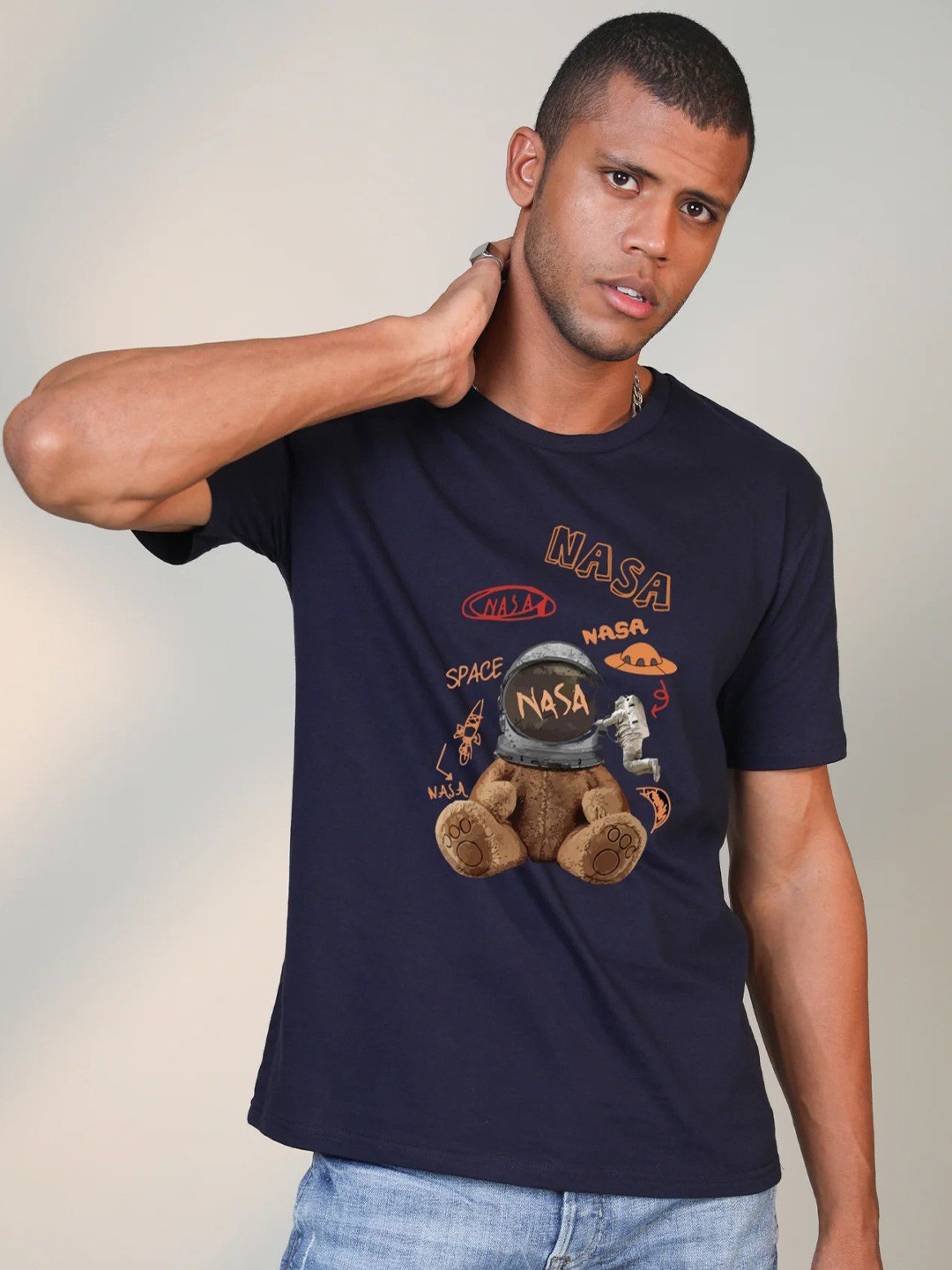 

BOTNIA Unisex Graphic Printed T-shirt, Navy blue