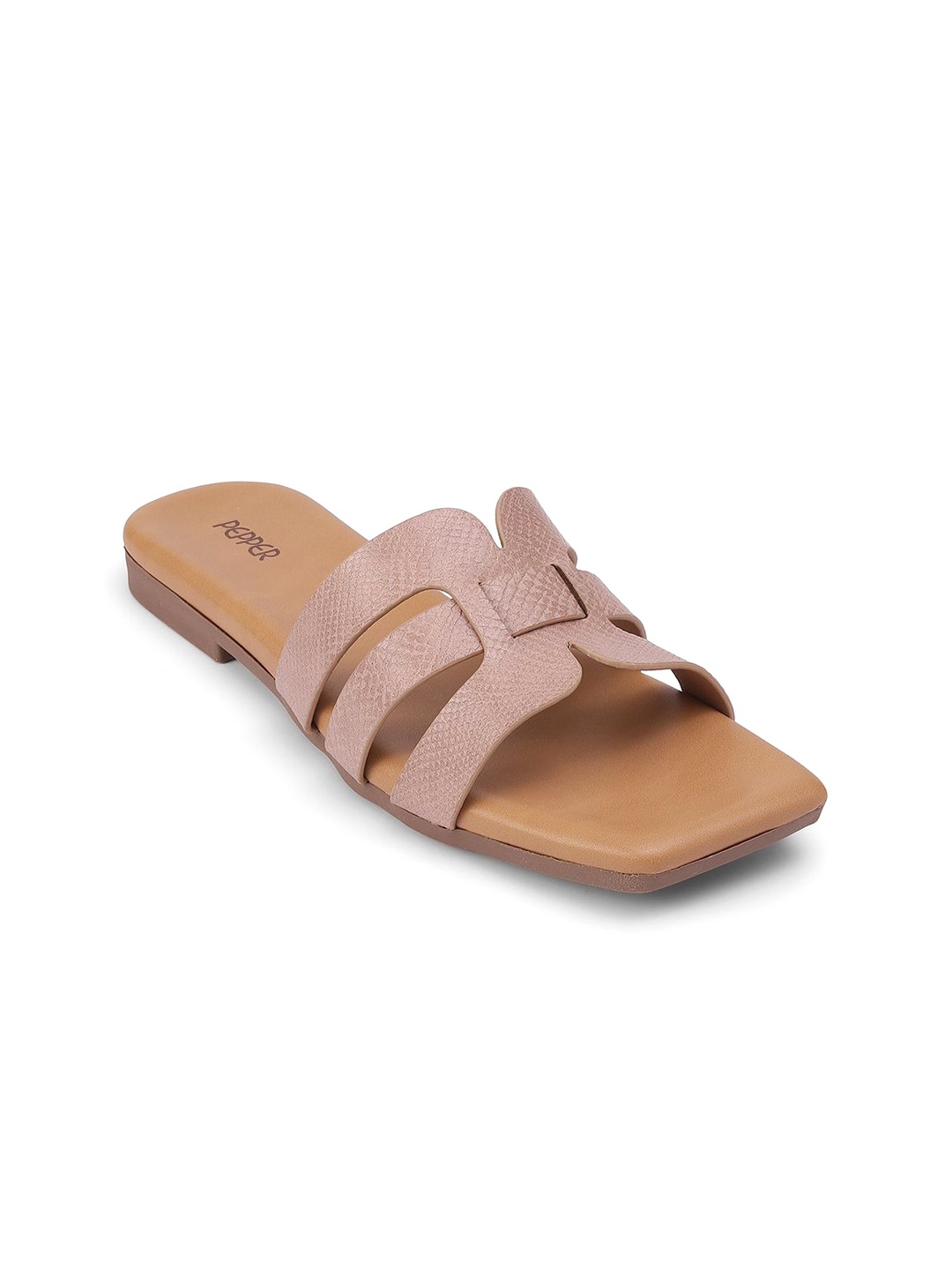 

PEPPER Women Synthetic Open Toe Flats, Peach