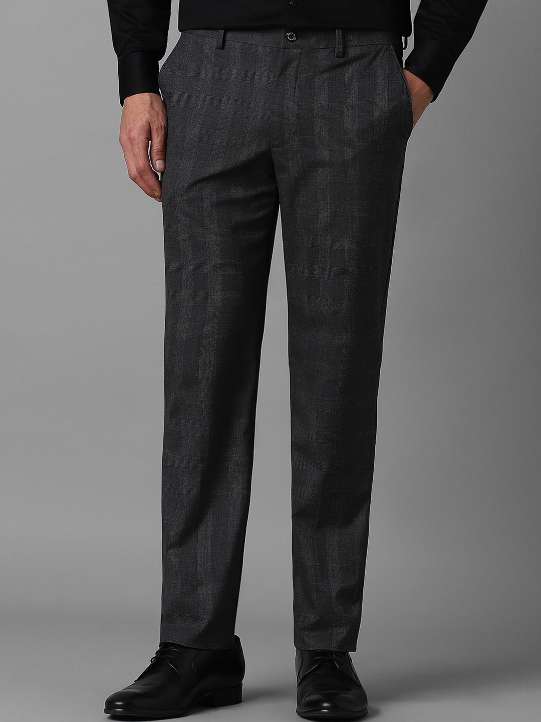 

Louis Philippe Men Checked Regular Fit Trousers, Grey