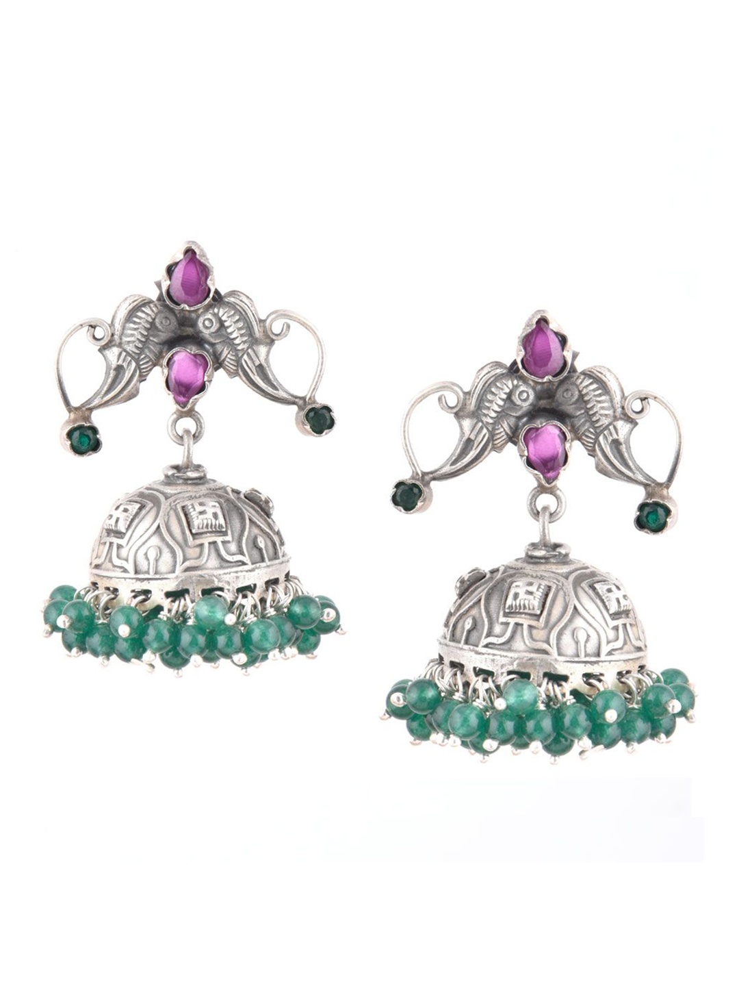 

Indianshelf 92.5 Sterling Silver Contemporary Jhumkas Earrings