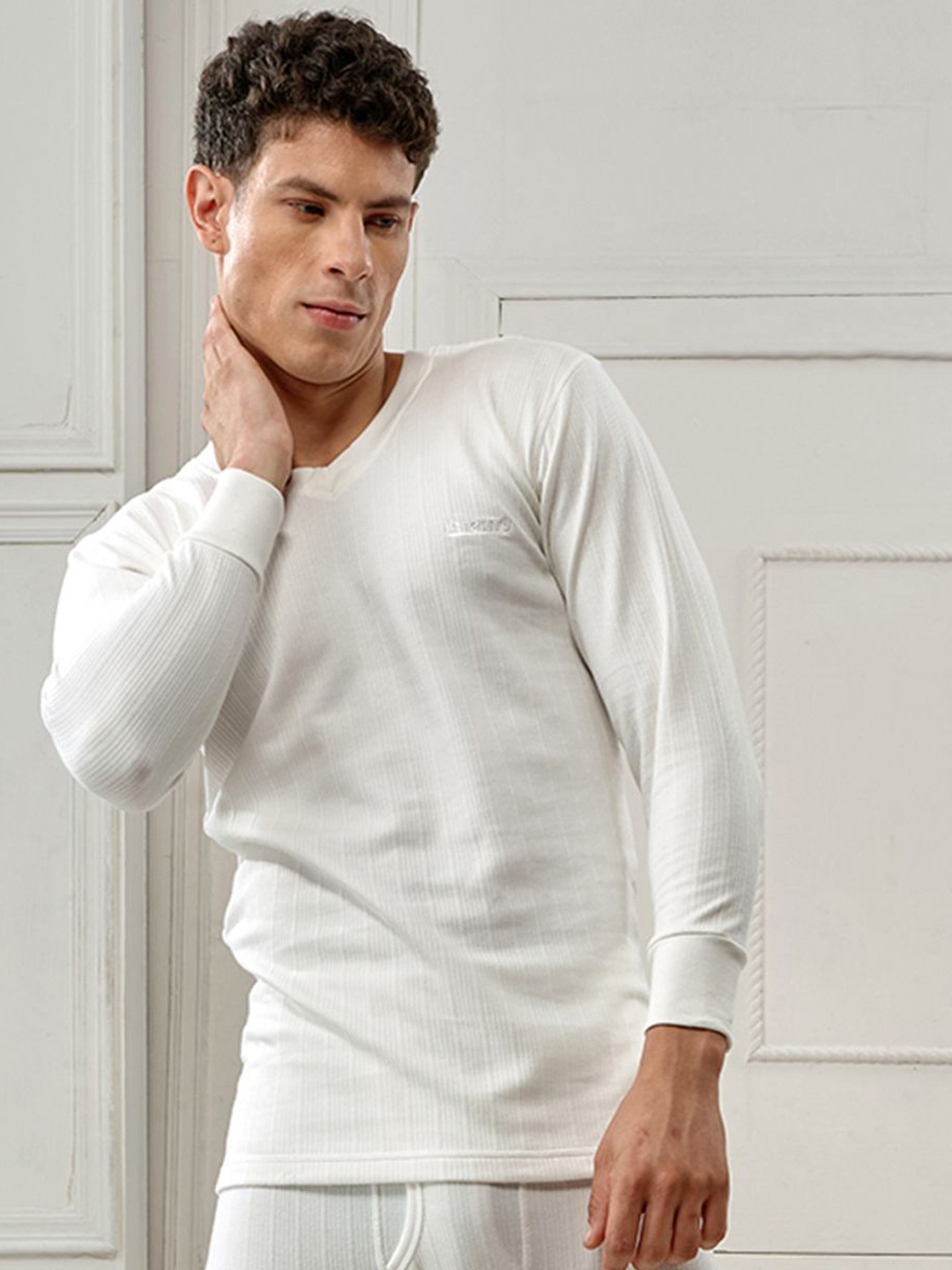 

INFERNO Pack of 2 Men V-Neck Thermal Top, White