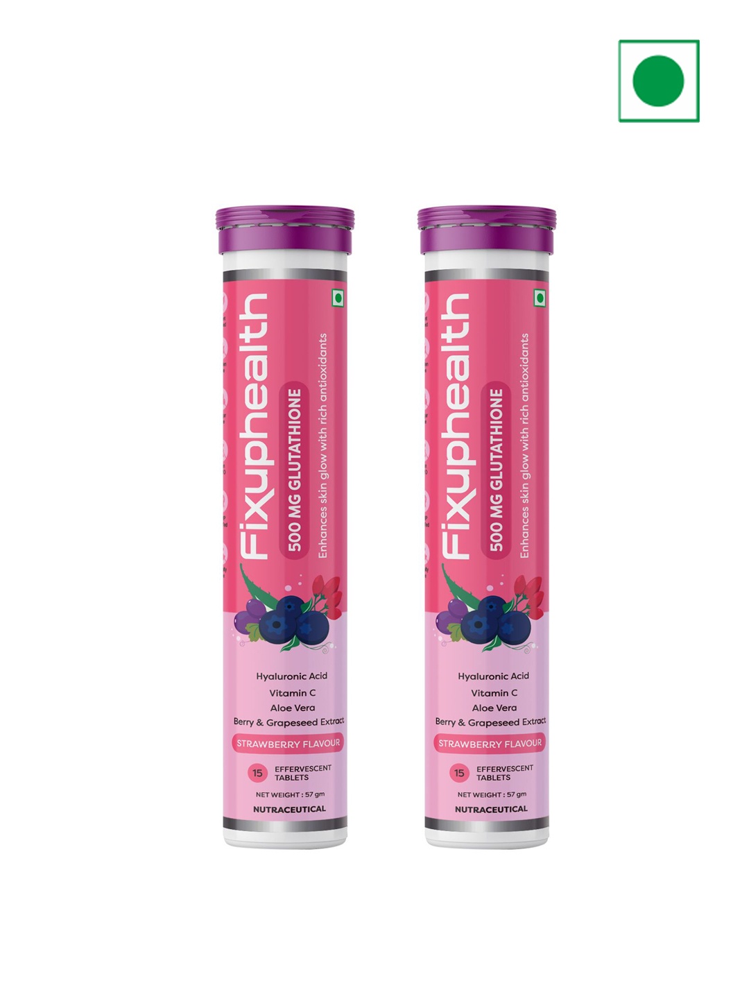 

Fixuphealth Set Of 2 Glutathione Vit-C AloeVera Berry& Grapeseed Tablet- 15 Tabs Each, Multi