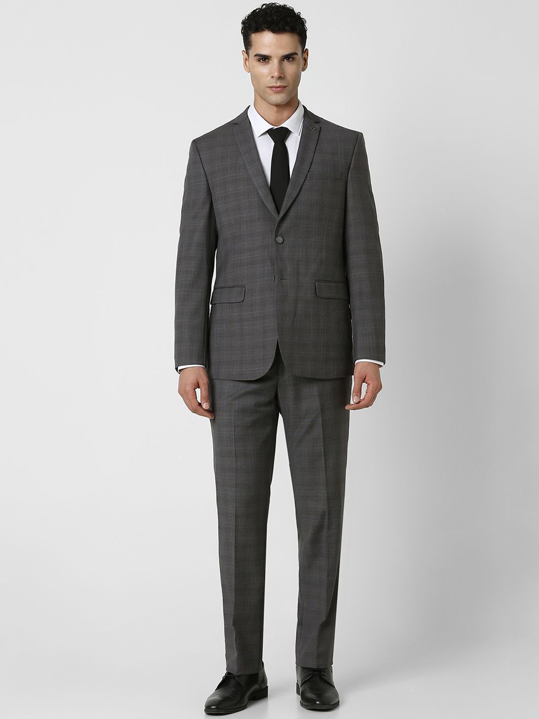 

Van Heusen Men Checked Slim-Fit Single-Breasted Two-Piece Suit, Grey